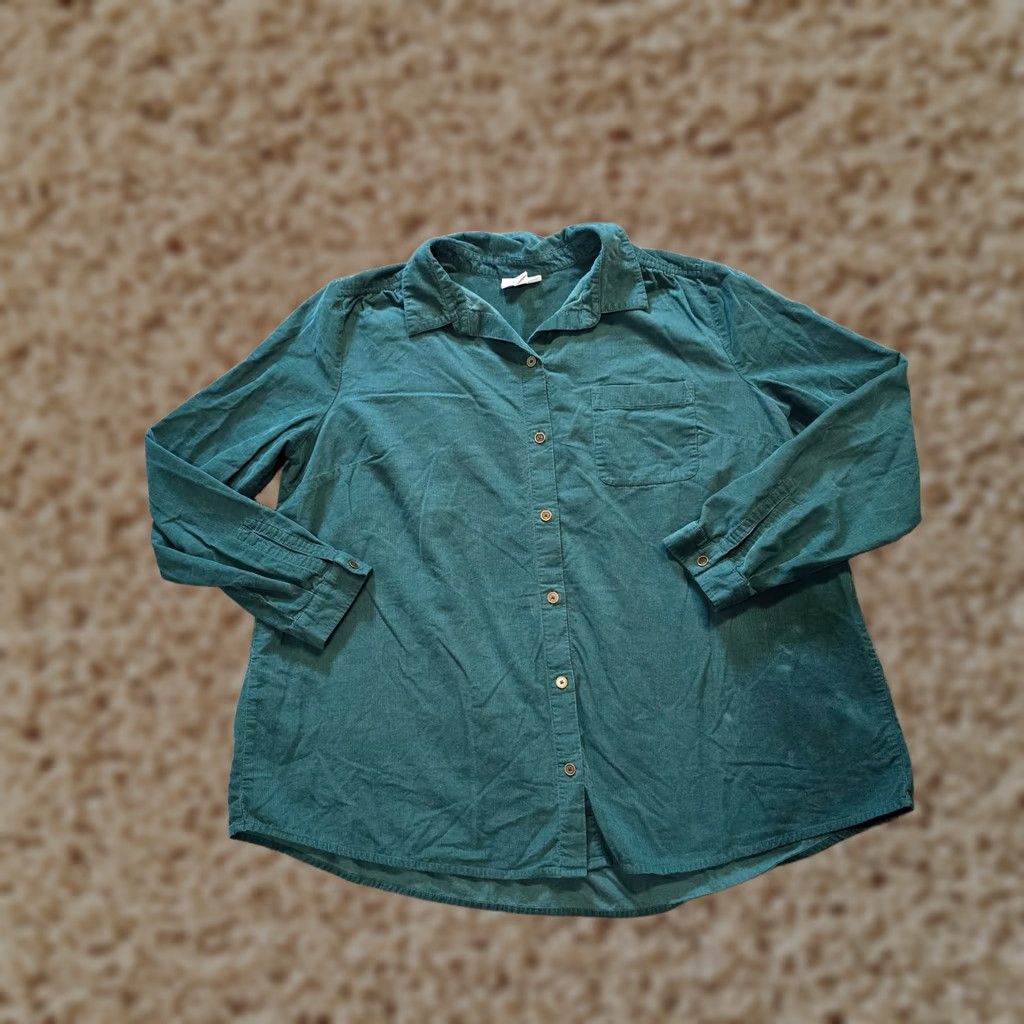 J. Jill J Jill Top Womens Corduroy Button Pocket Long Sleeve Green Medium Shirt Boys? Size M / US 6-8 / IT 42-44 - 1 Thumbnail