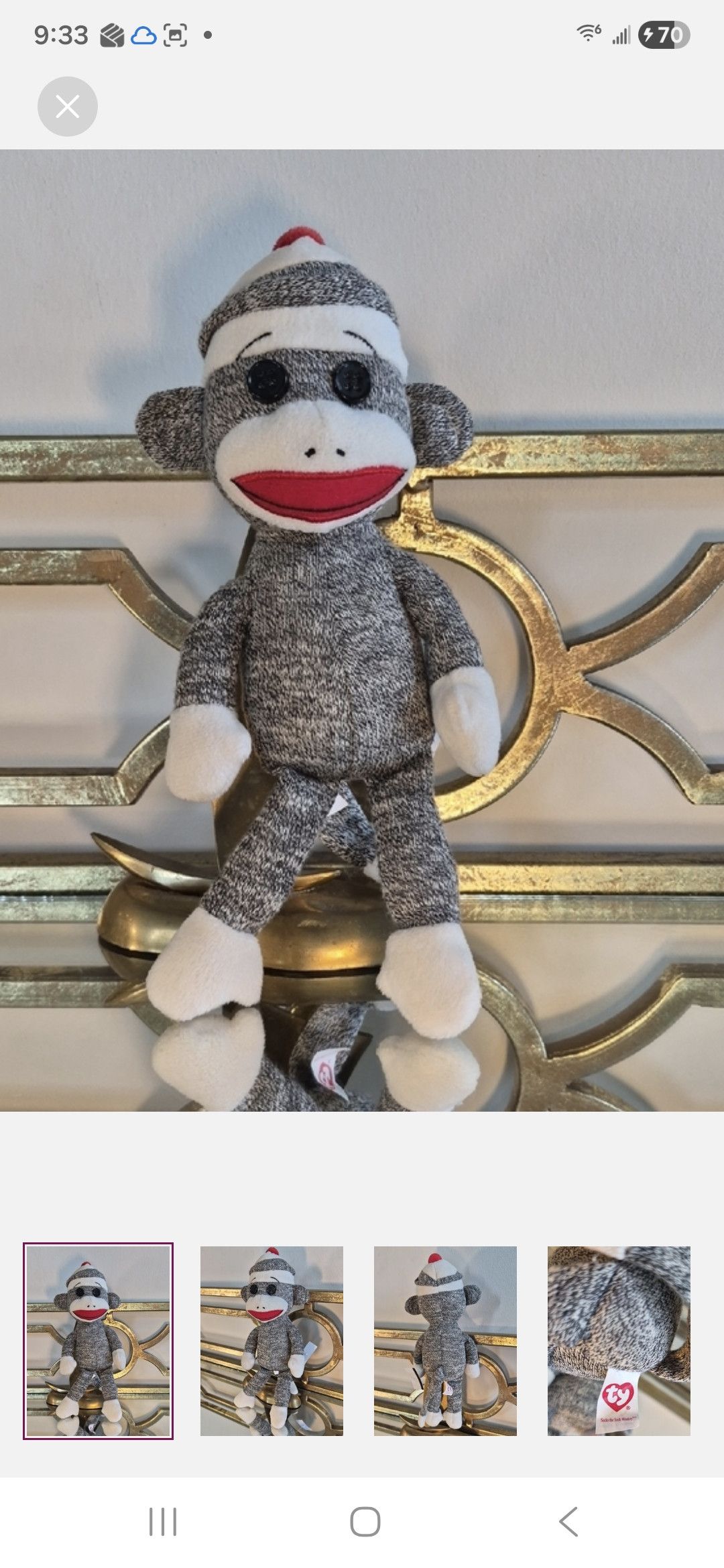 Other TY Beanie Baby SOCKS the Sock Monkey Plush Size ONE SIZE - 1 Thumbnail