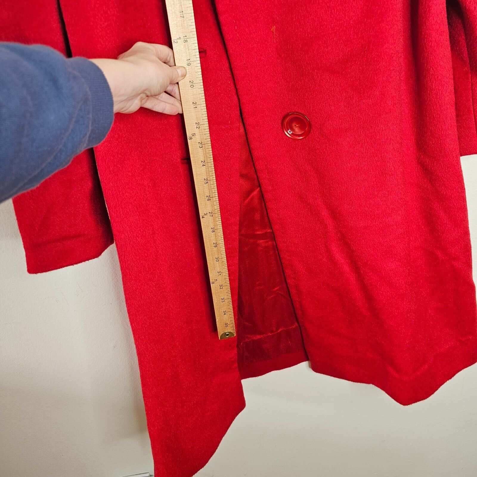 Other Red Felt Long Sleeve Single Button Heavy Long Line Jacket L Size L / US 10 / IT 46 - 4 Thumbnail