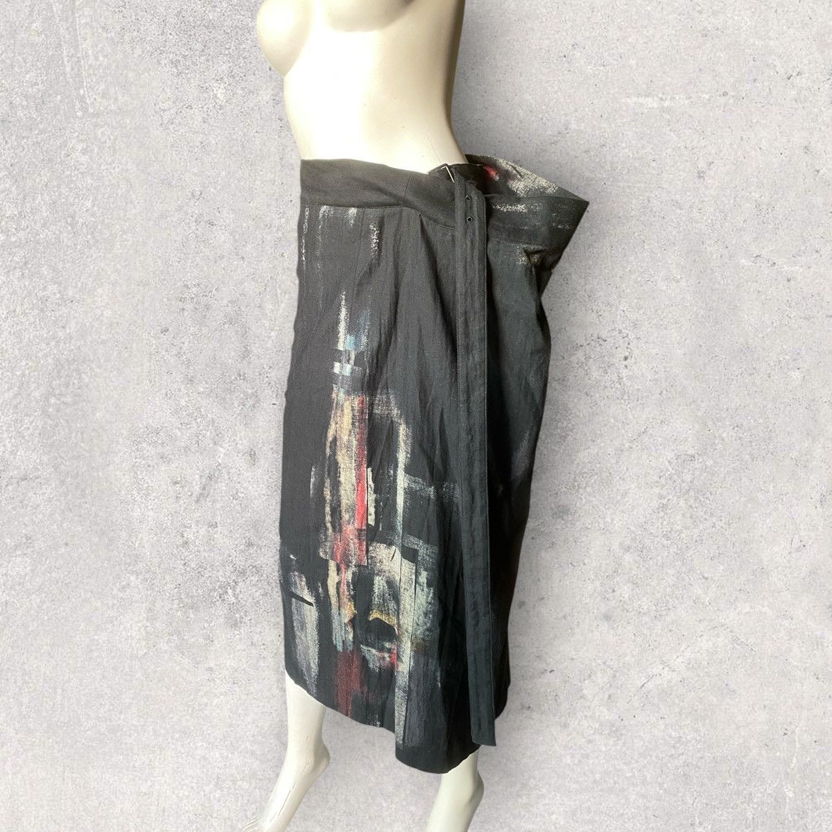 Yohji Yamamoto AW24 Linen Blend Paint Skirt Size M / US 6-8 / IT 42-44 - 3 Thumbnail