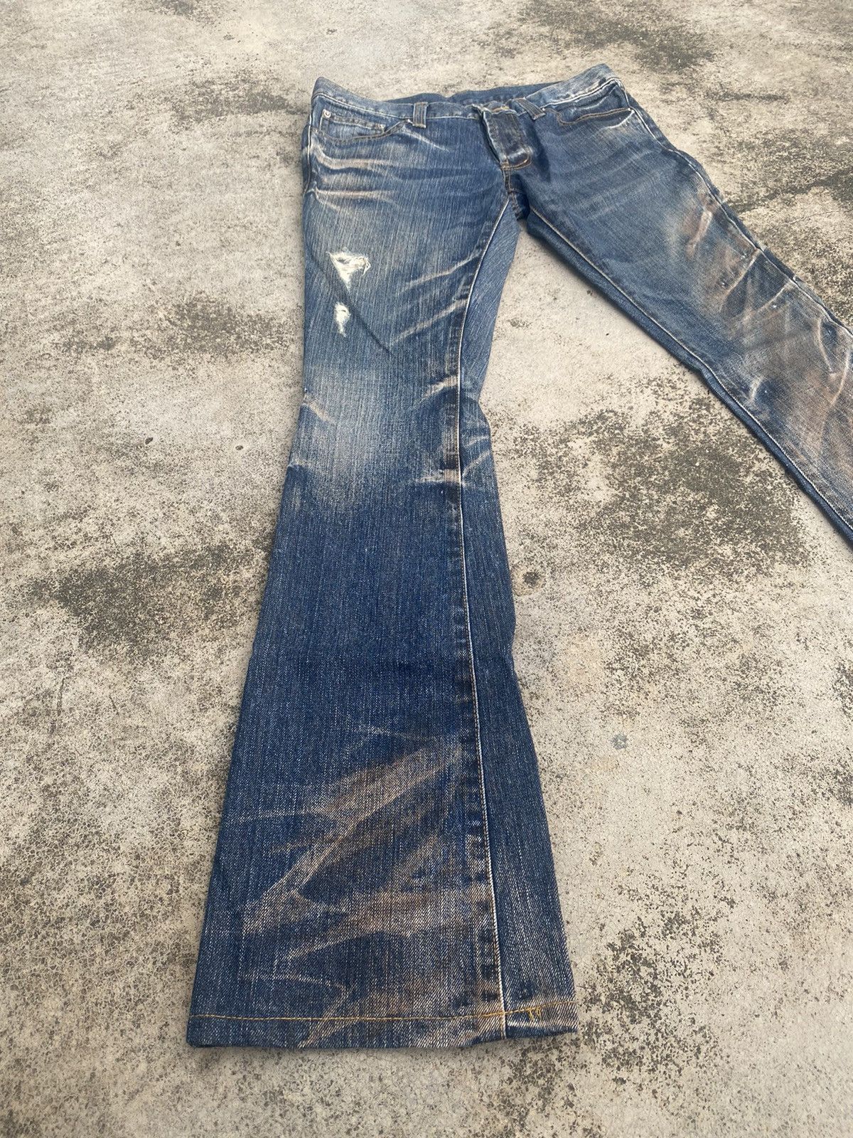 If Six Was Nine × Japanese Brand Flare Jeans Modern Lovers Clawmark Mud Distressd Size US 30 / EU 46 - 1 Thumbnail