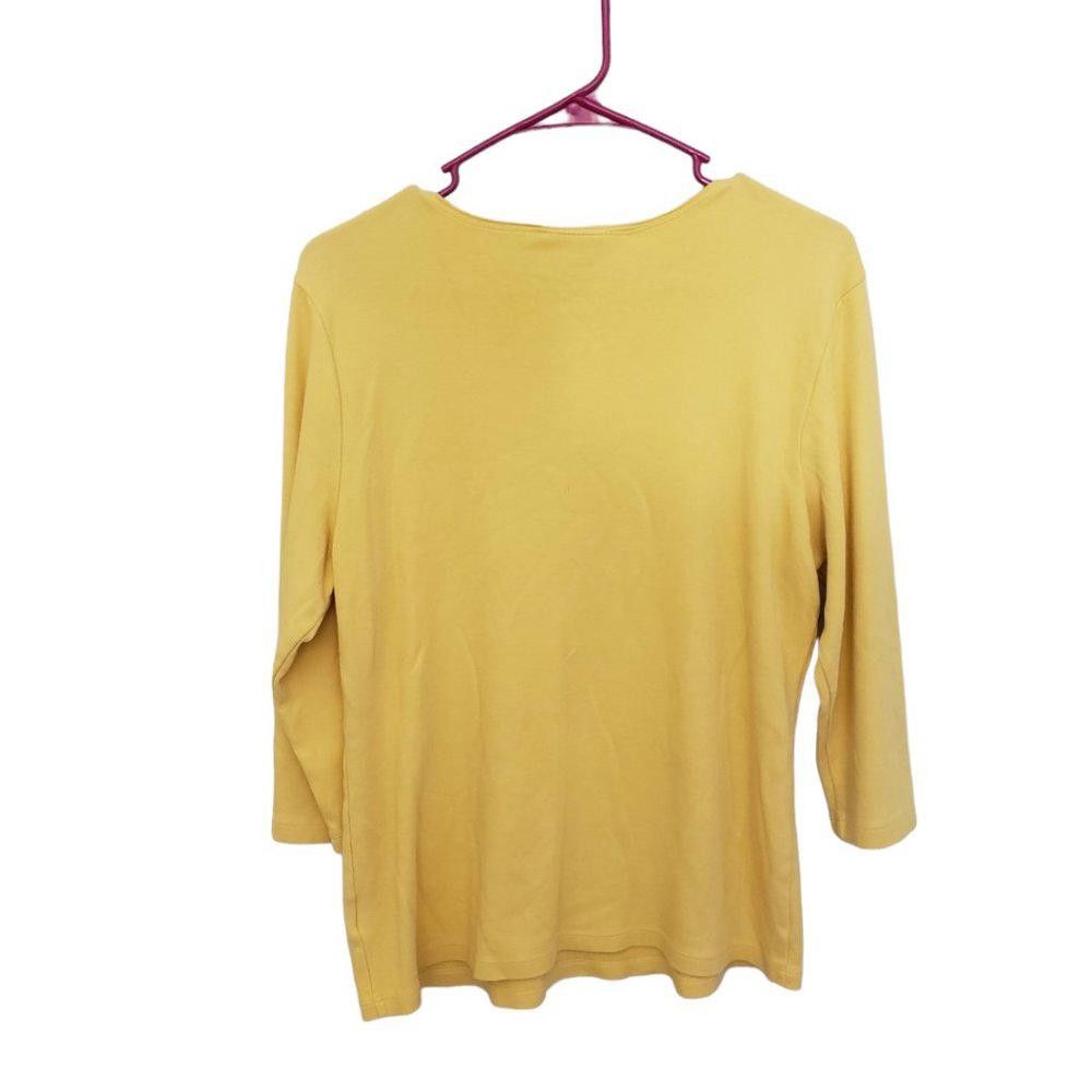 Designer CT544 Karen Scott Ladies Yellow Round Neck Top L Size L / US 10 / IT 46 - 2 Thumbnail