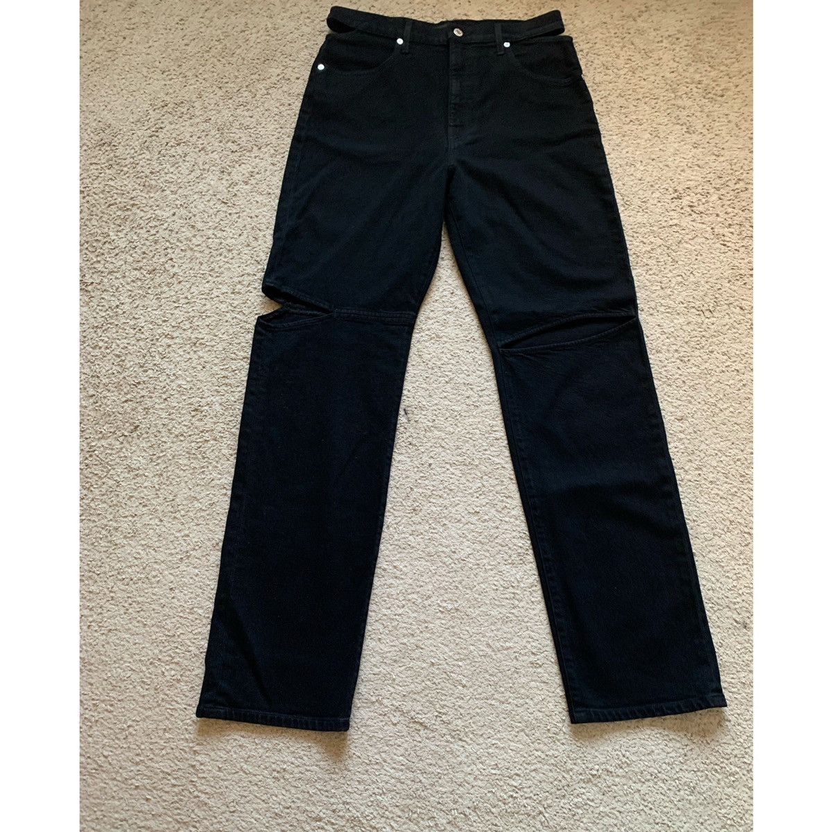 Helmut Lang HELMUT LANG BLACK CUT OUT STRAIGHT JEANS Size US 31 - 19 Thumbnail