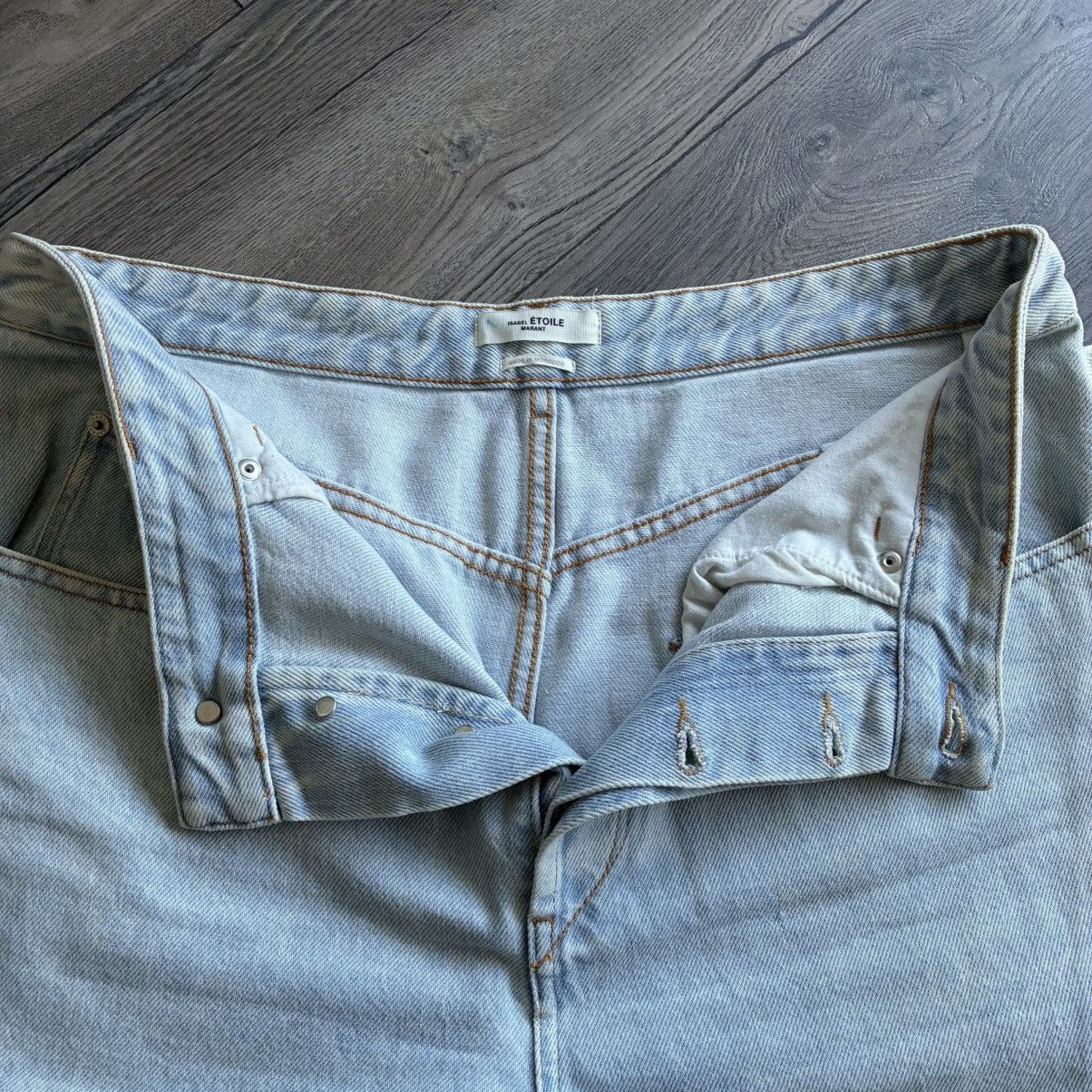 Isabel Marant Etoile Isabel Marant High-Waisted Wide Leg Light Blue Washed Jeans Size 34" / US 12 / IT 48 - 6 Thumbnail
