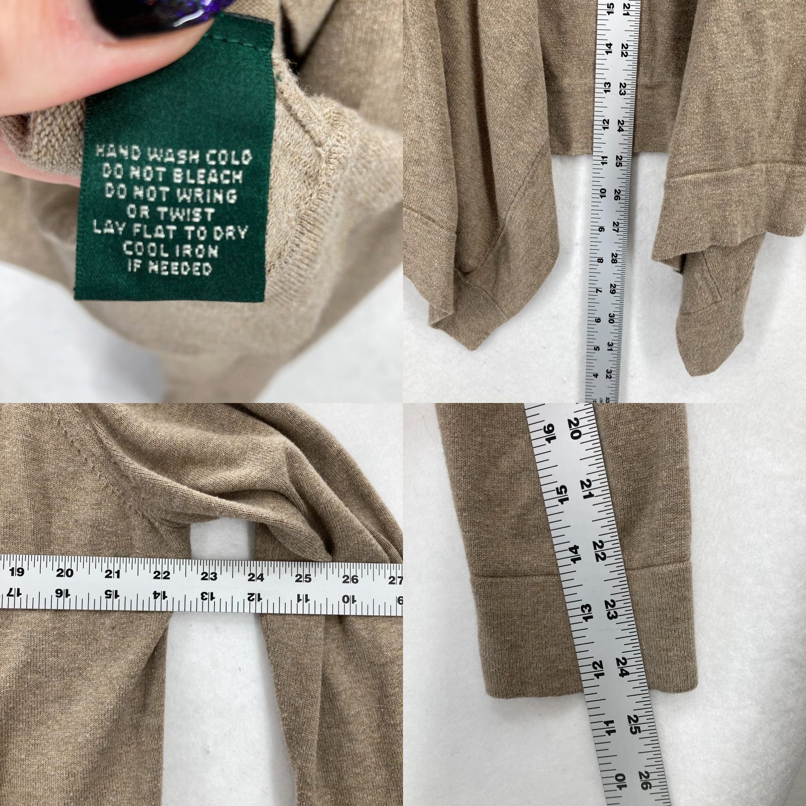 Ralph Lauren VINTAGE Lauren Ralph Lauren Open Front Cardigan Sweater Women's XL Beige Asymmetrical Size XL / US 12-14 / IT 48-50 - 8 Thumbnail