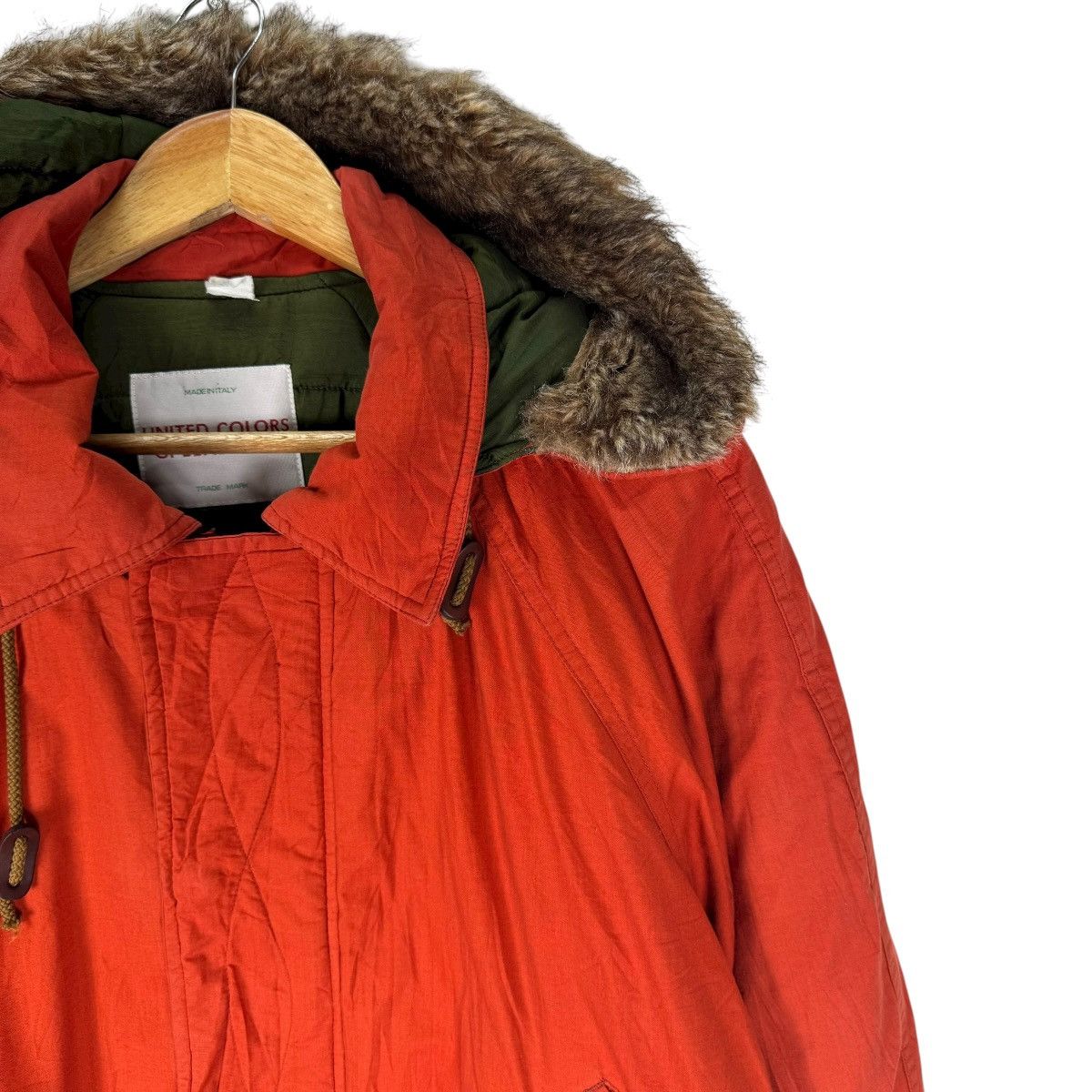 United Colors Of Benetton 🌟UNITED BENETTON FUR HOODIE BOMBER JACKET Size US M / EU 48-50 / 2 - 4 Thumbnail