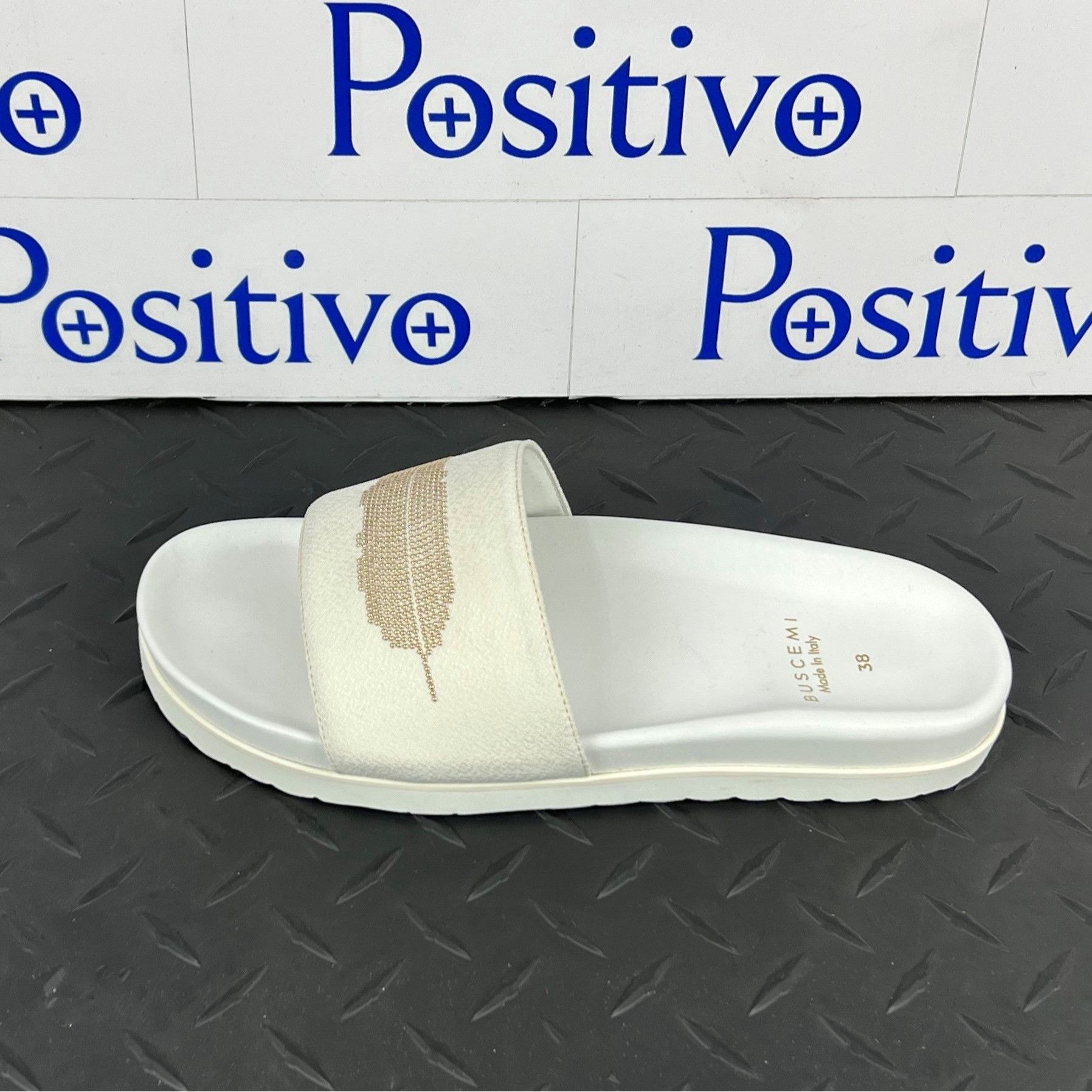 image of Buscemi Womens Crepone Off White Slide Us 8 Sample W/ Defect