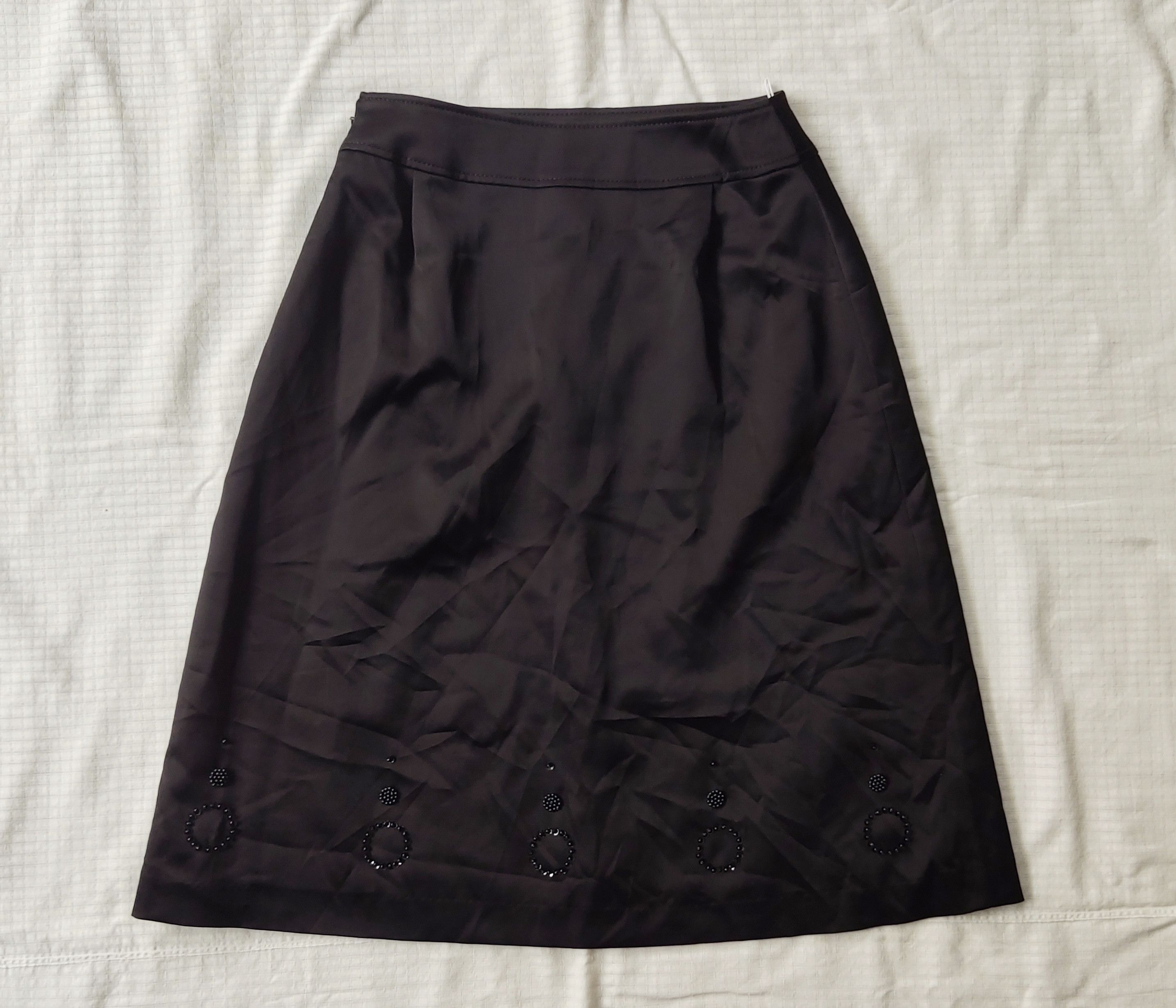 Courreges (SK76) Courreges A-line Black Knee Length Beads Skirt Sz 38 Size 27" / US 4 / IT 40 - 9 Thumbnail