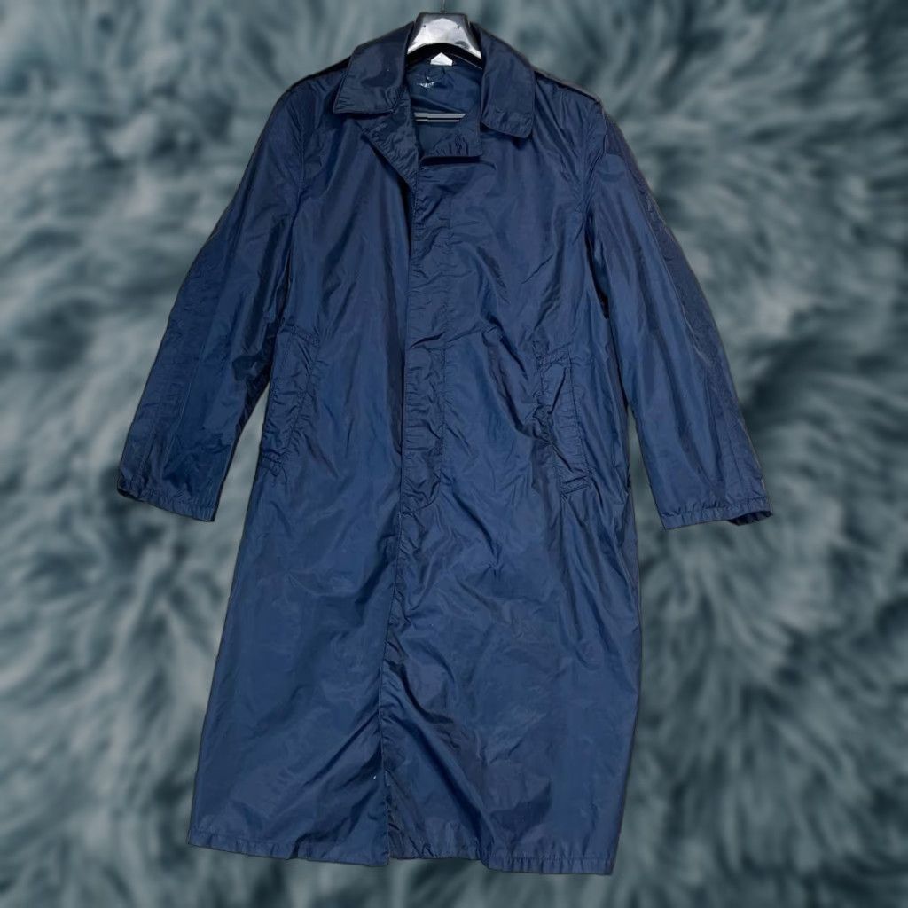 Rains VINTAGE USAF Coat Overcoat Men 38R Blue Polyester Lined Lightweight Removable Lining Zipper Button Buckle Canvas USA Made Size US XXS / EU 40 - 1 Thumbnail