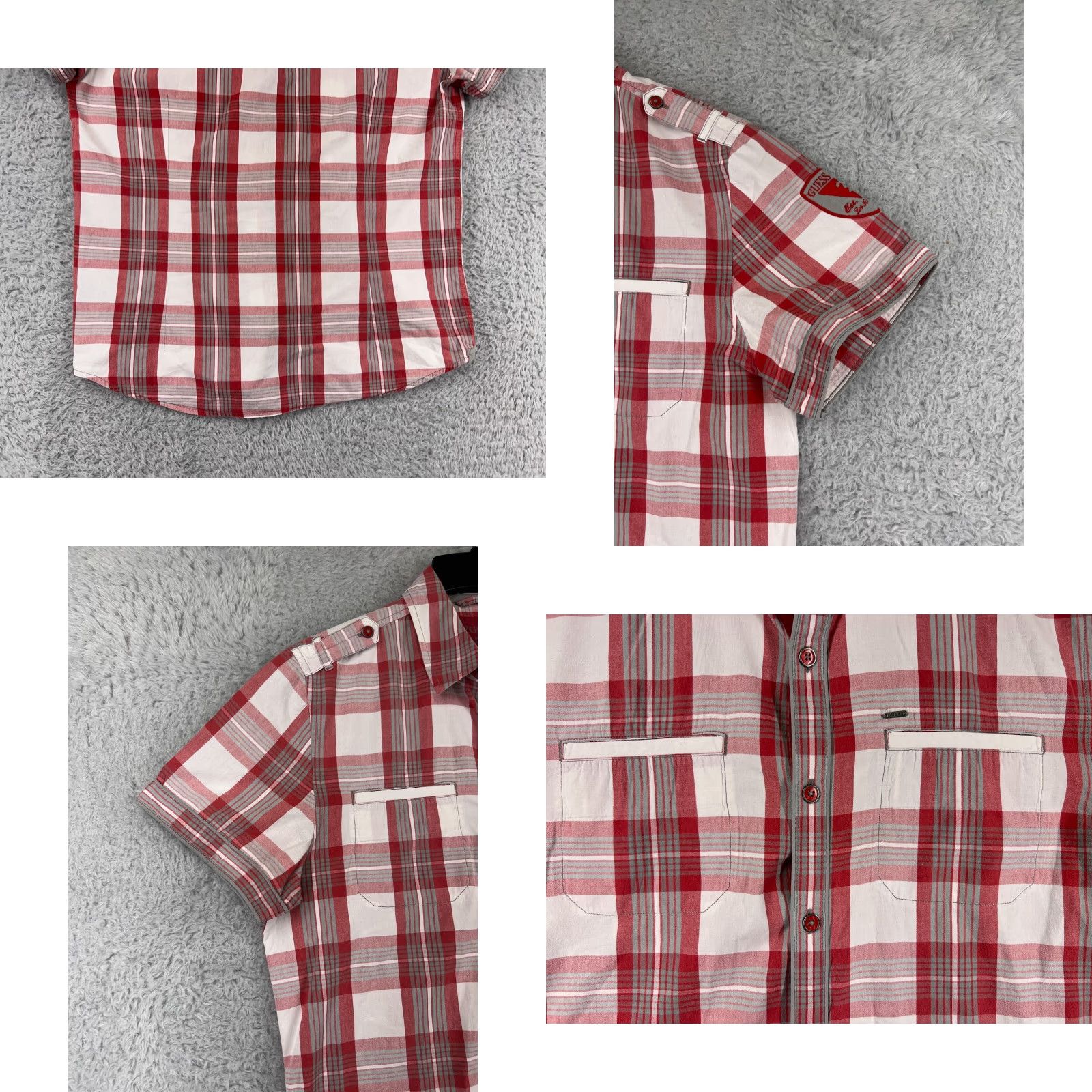 Guess GUESS Shirt Mens Large Red Plaid Button-Up Slim Cotton Shirt Size US L / EU 52-54 / 3 - 8 Thumbnail