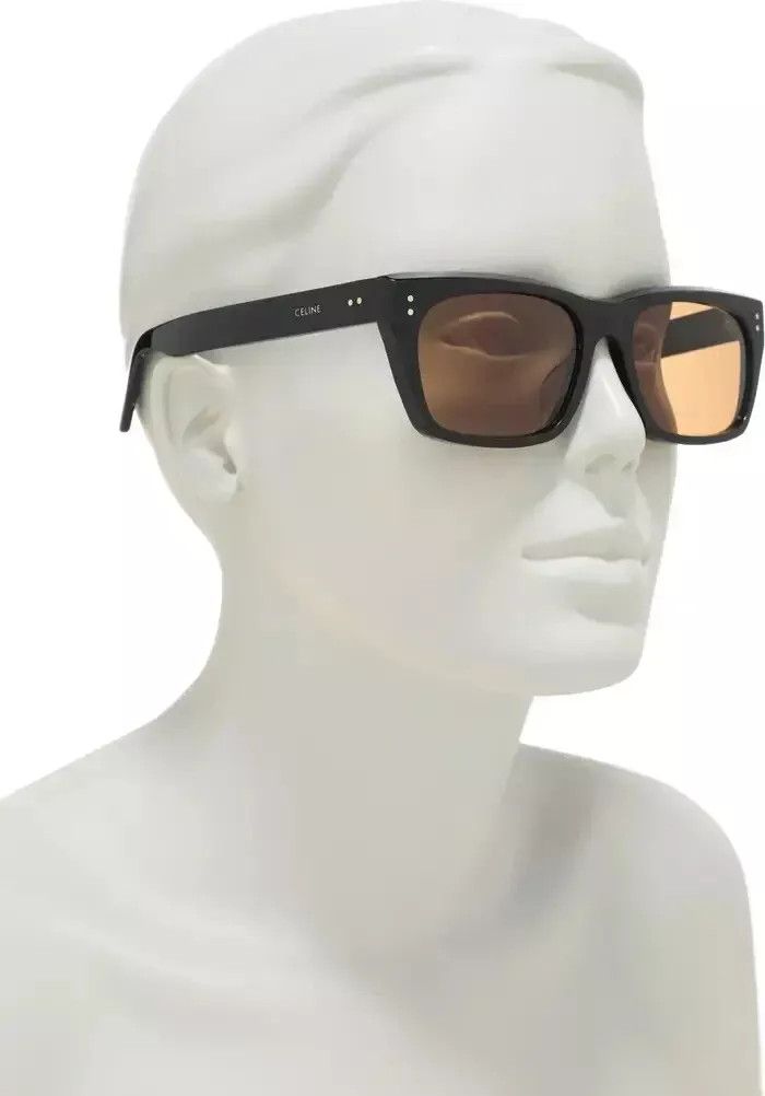 Celine CL40060F 01J Square Sunglasses Black/Brown Lens
