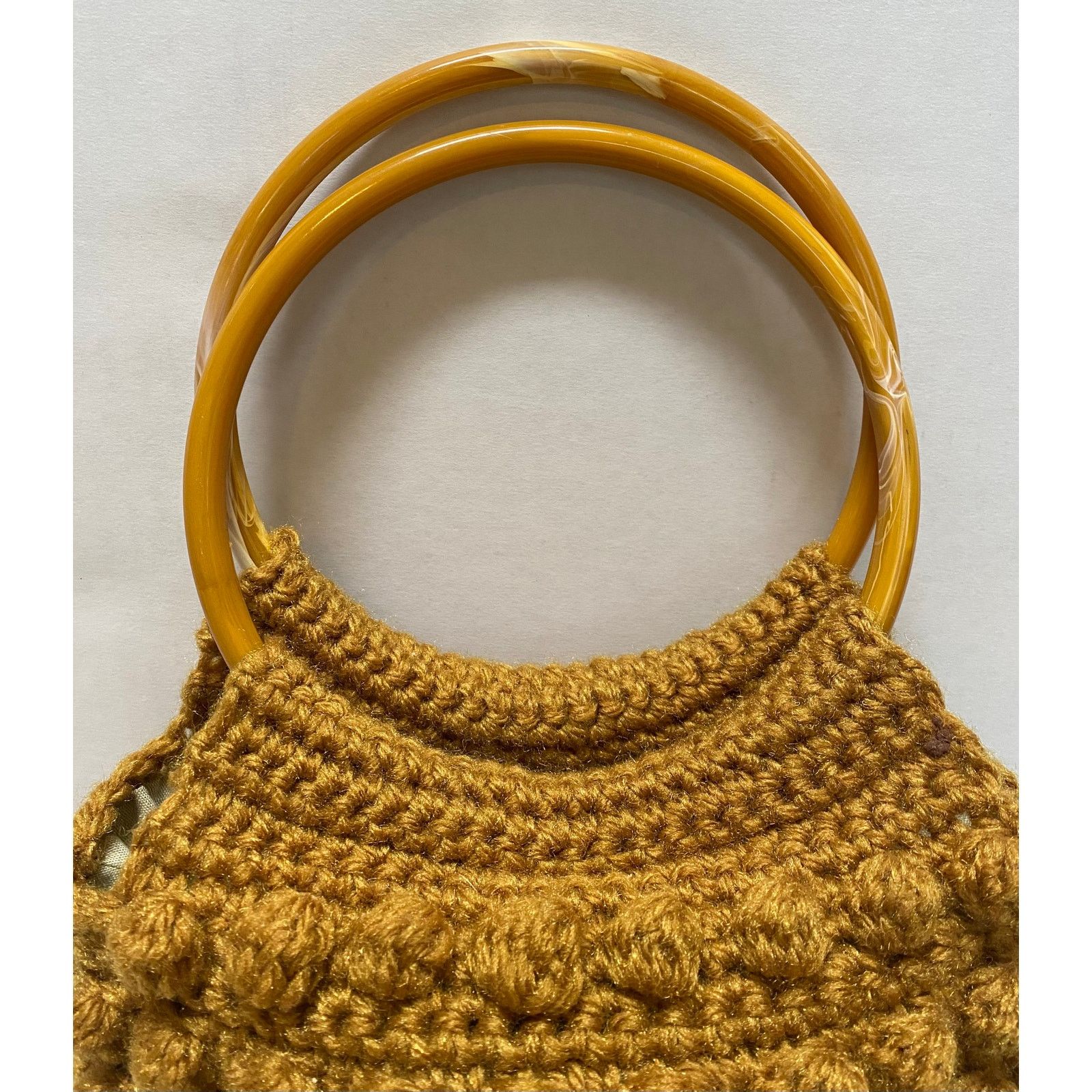 The Unbranded Brand Vtg Handmade Popcorn Crochet Bag Boho Handle Yarn Purse Size ONE SIZE - 7 Thumbnail