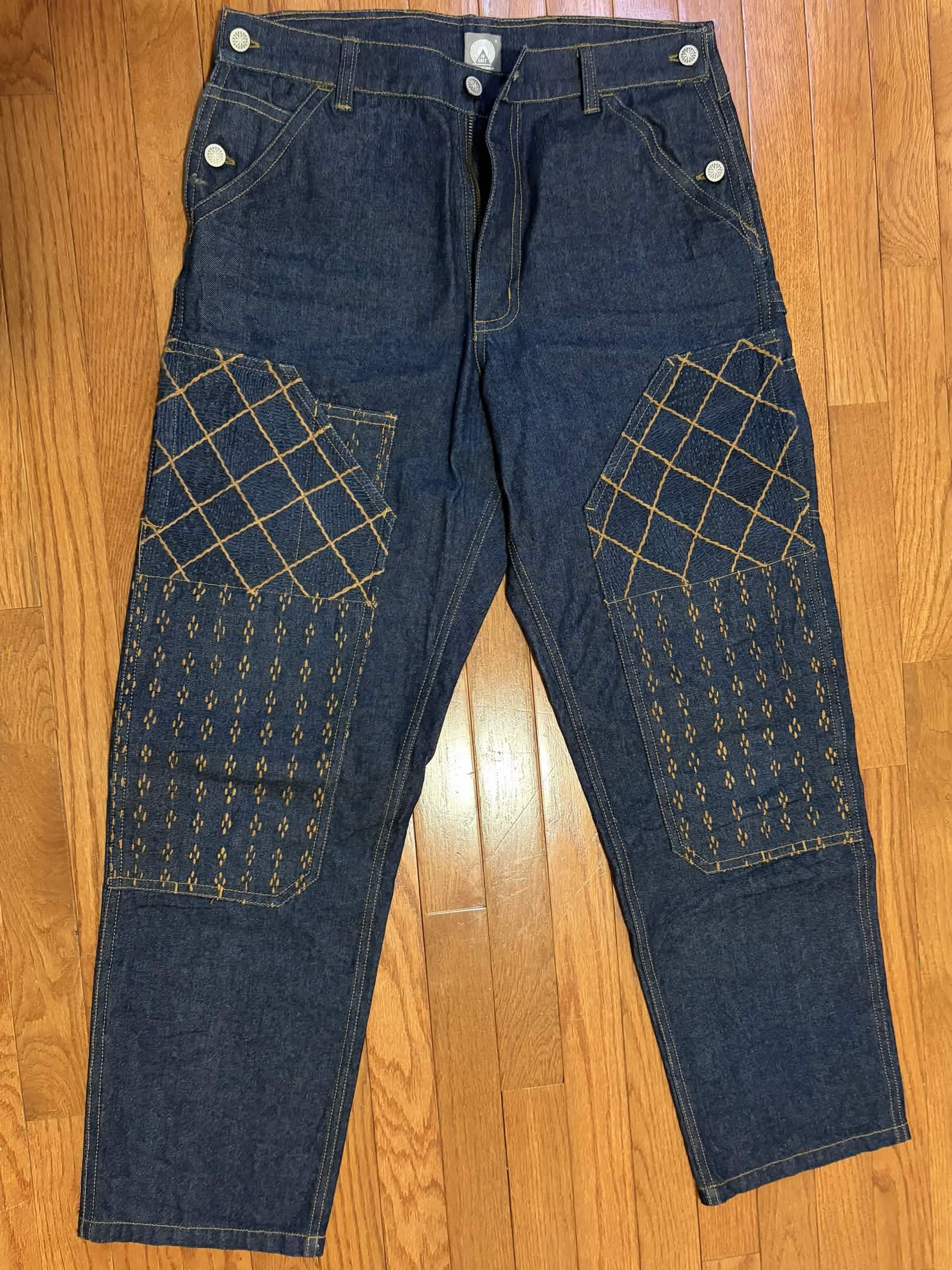 18 East Eli Hand-Embroidered Double Knee Work Pant 13oz. Raw Denim Size US 30 / EU 46 - 1 Thumbnail