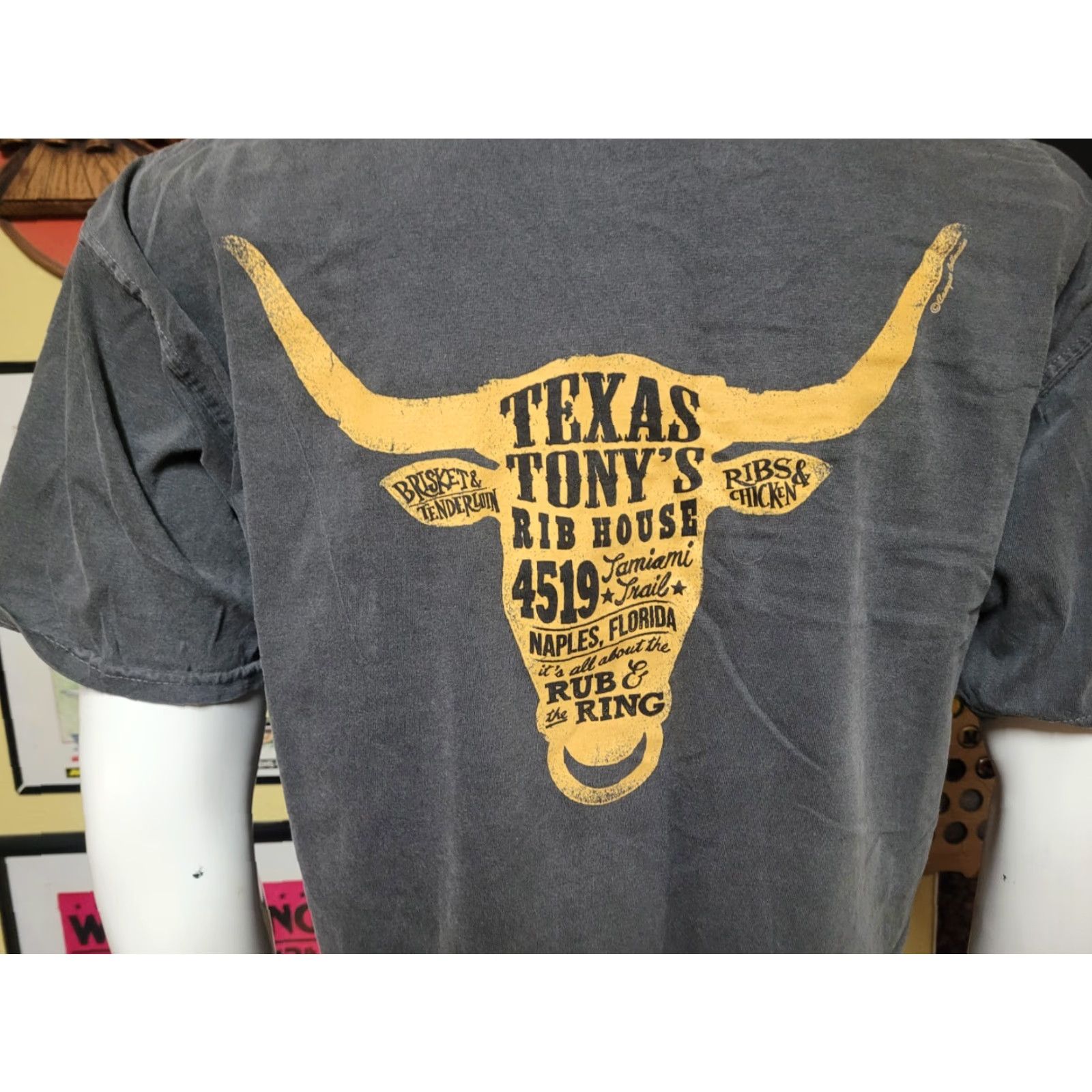 Comfort Colors Texas Tony's Rib House Naples FL T Shirt Large Gray Comfort Colors 100% Cotton Men Crew Neck Short Sleeve Restaurant Florida 90s? Size US L / EU 52-54 / 3 - 4 Thumbnail