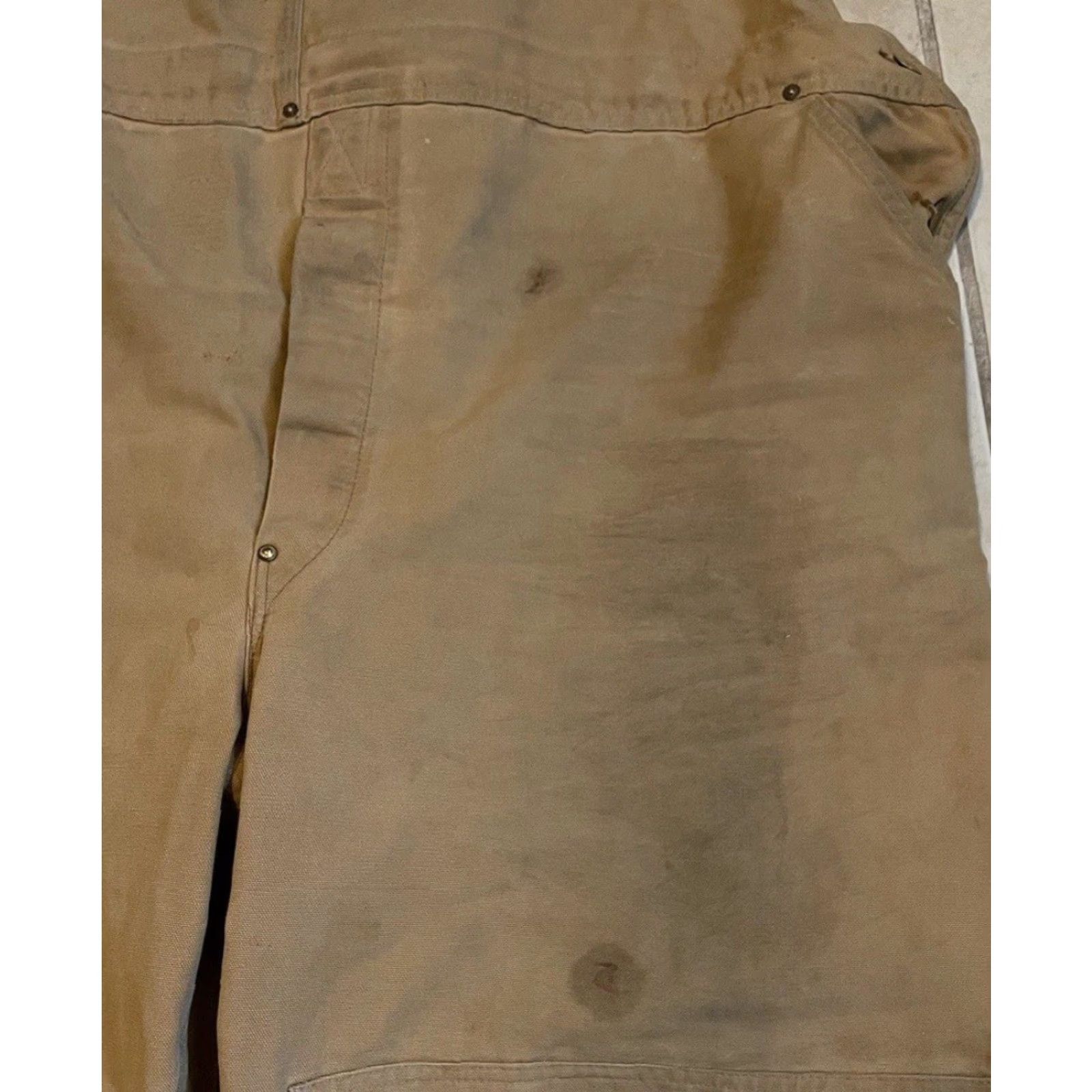 Carhartt Vtg Carhartt Faded Distress Overalls | 52 | Tan | Trucker | Grunge | USA | Vintage Workwear | Double Knee | 80s 90s | Men Size US 36 / EU 52 - 6 Thumbnail