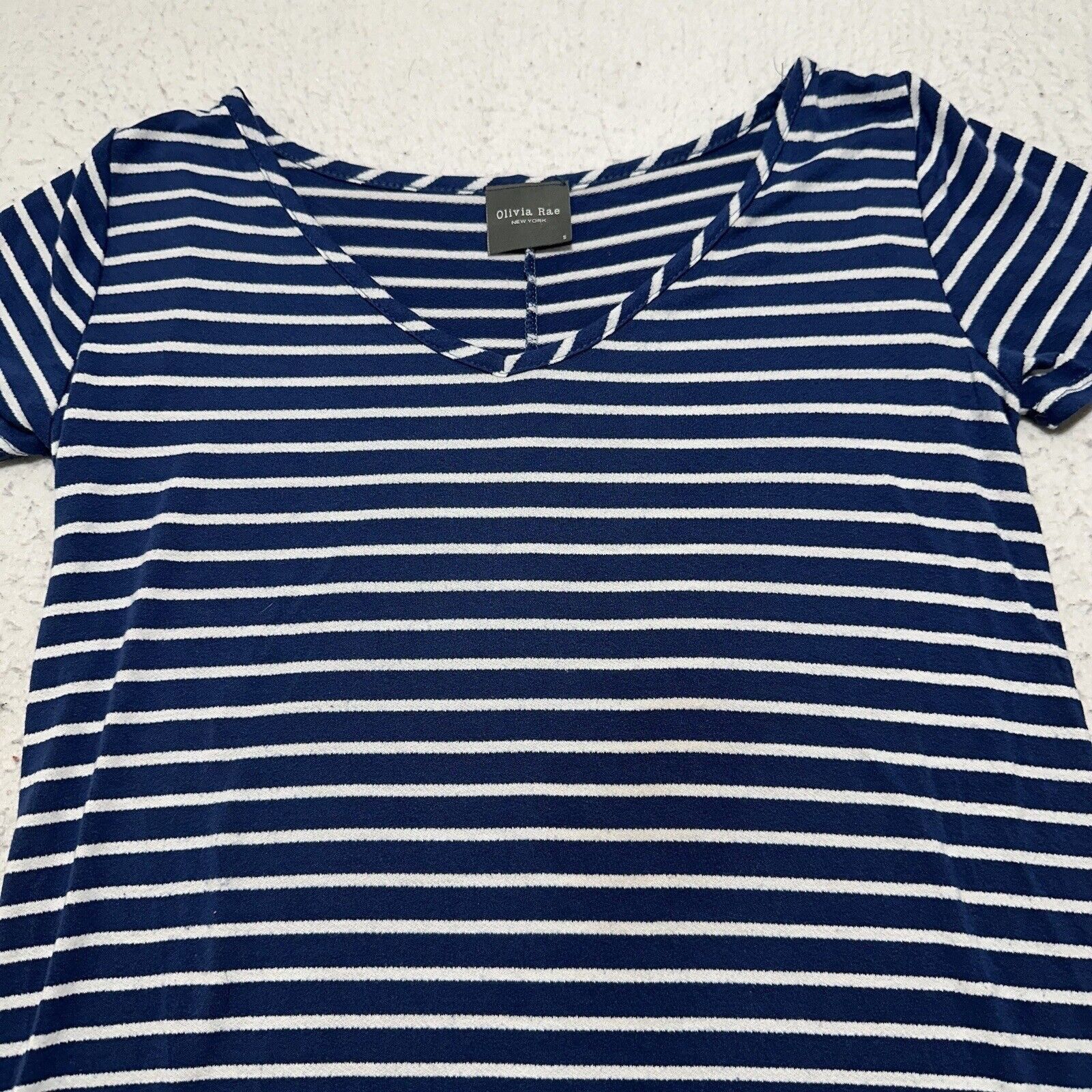 Other Olivia Rae Small Short Sleeve Shift Maxi Dress Blue Striped Size S / US 4 / IT 40 - 2 Thumbnail