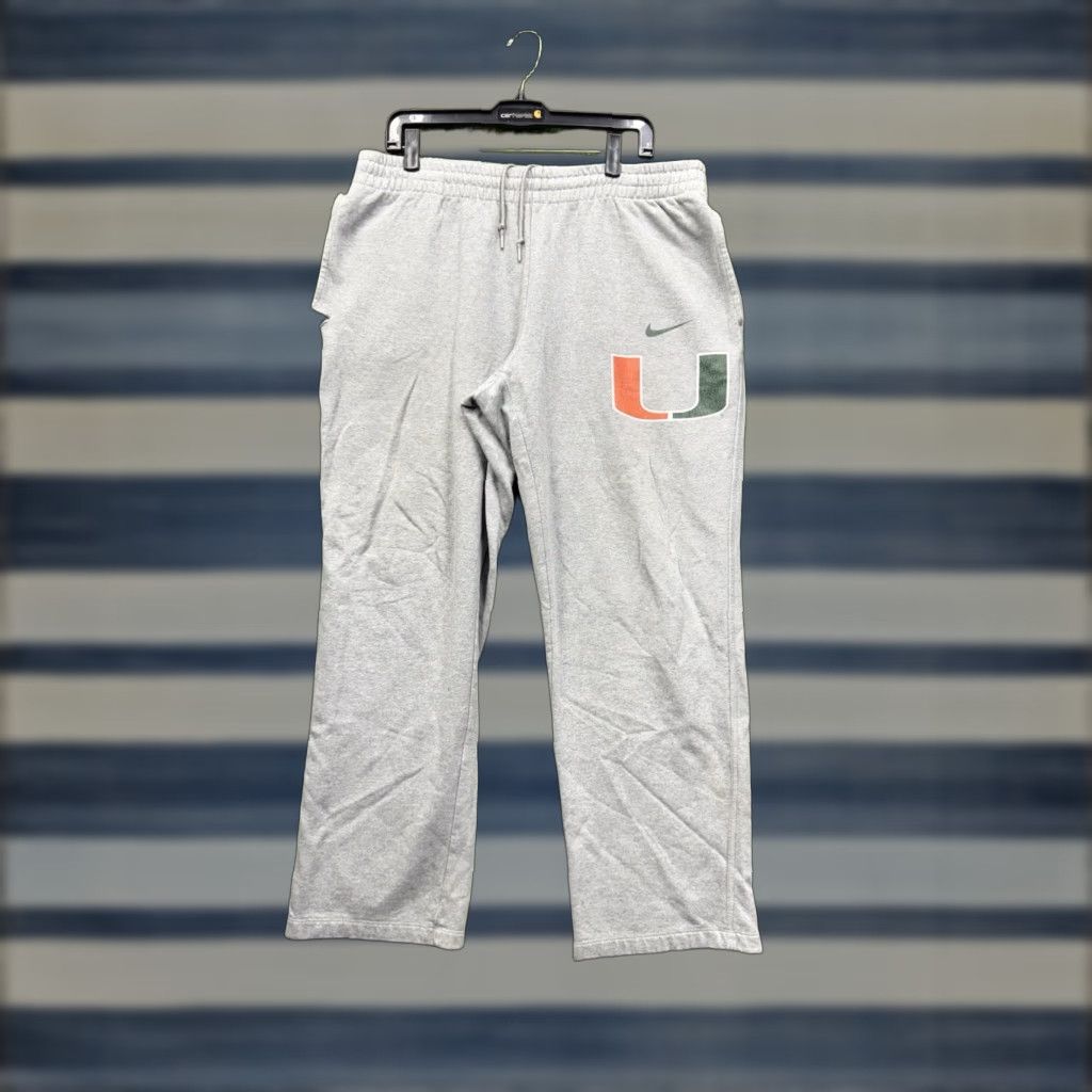 Nike Nike Sweatpants University Of Miami Mens L Gray Wide Leg Sports Lounge Size US 33 - 1 Thumbnail