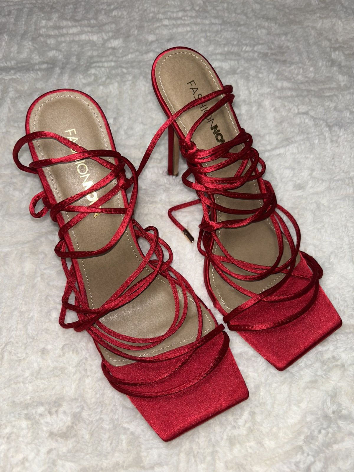 Fashion Nova Tie up string heels Size US 7.5 / IT 37.5 - 1 Thumbnail