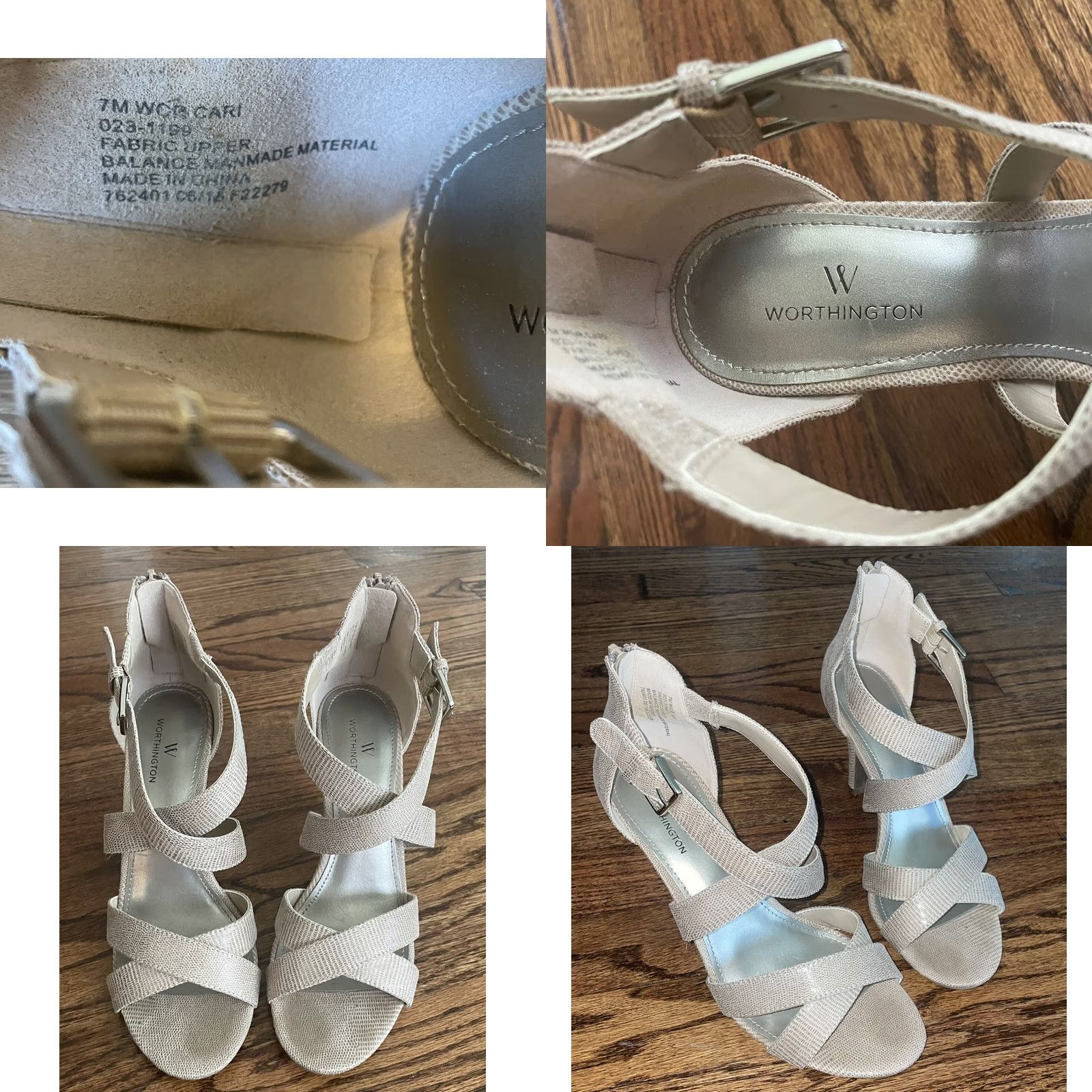Worthington Worthington Cari Taupe High Heeled Sandal Women Size 7 M Zipper Back Open Toe Snakeskin Pattern Stiletto Heel 3.5 in Party/Cocktail Shoes Size US 7 / IT 37 - 8 Thumbnail