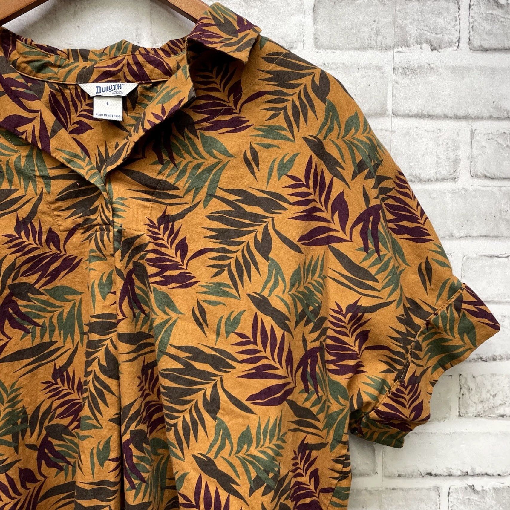 CO Duluth Trading Co Brown Leaf Print Polo Shirt Mens Size L Size US L / EU 52-54 / 3 - 2 Thumbnail