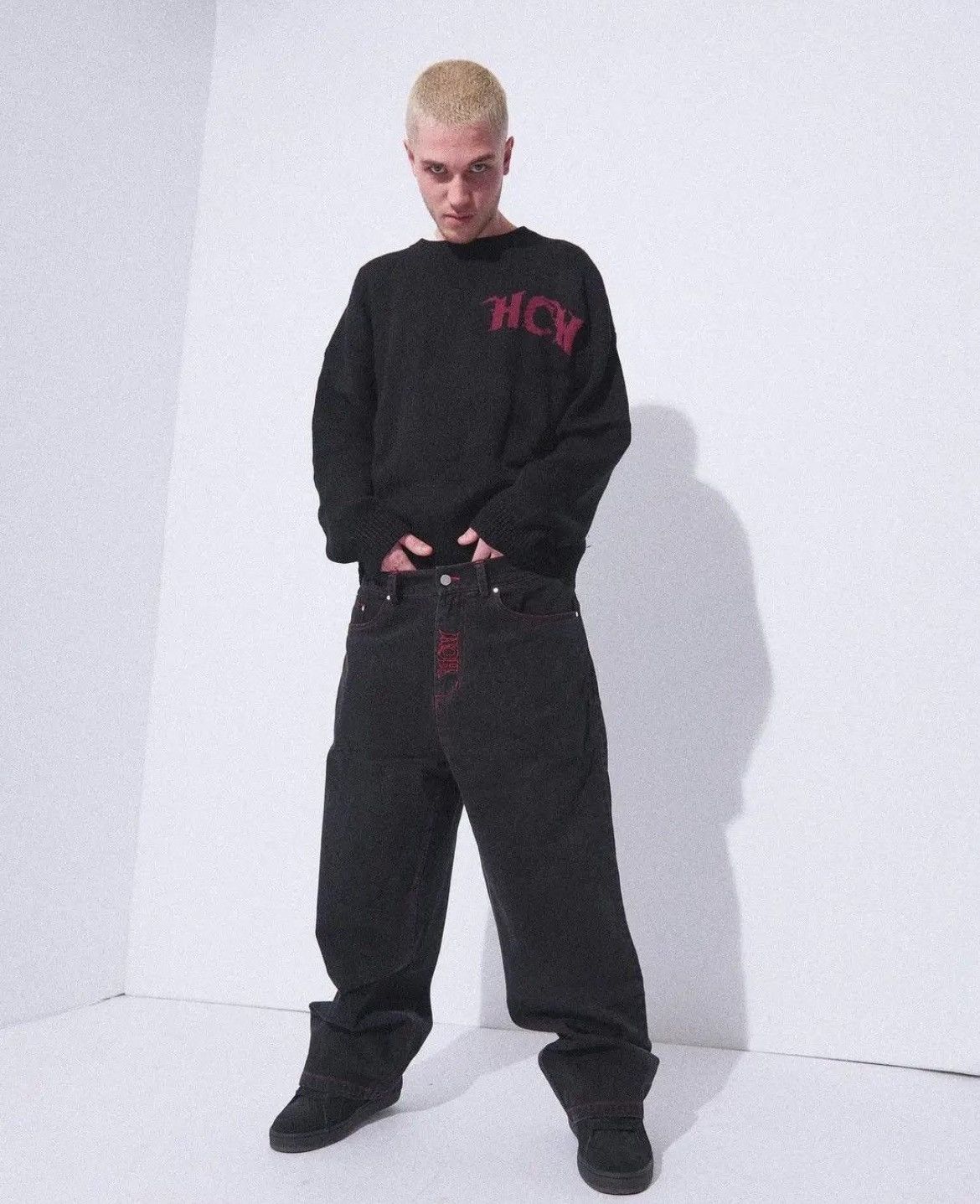 Japanese Brand × Vintage American Retro Y2K jeans skeleton straight Trousers Wide Leg Size US 31 - 6 Thumbnail