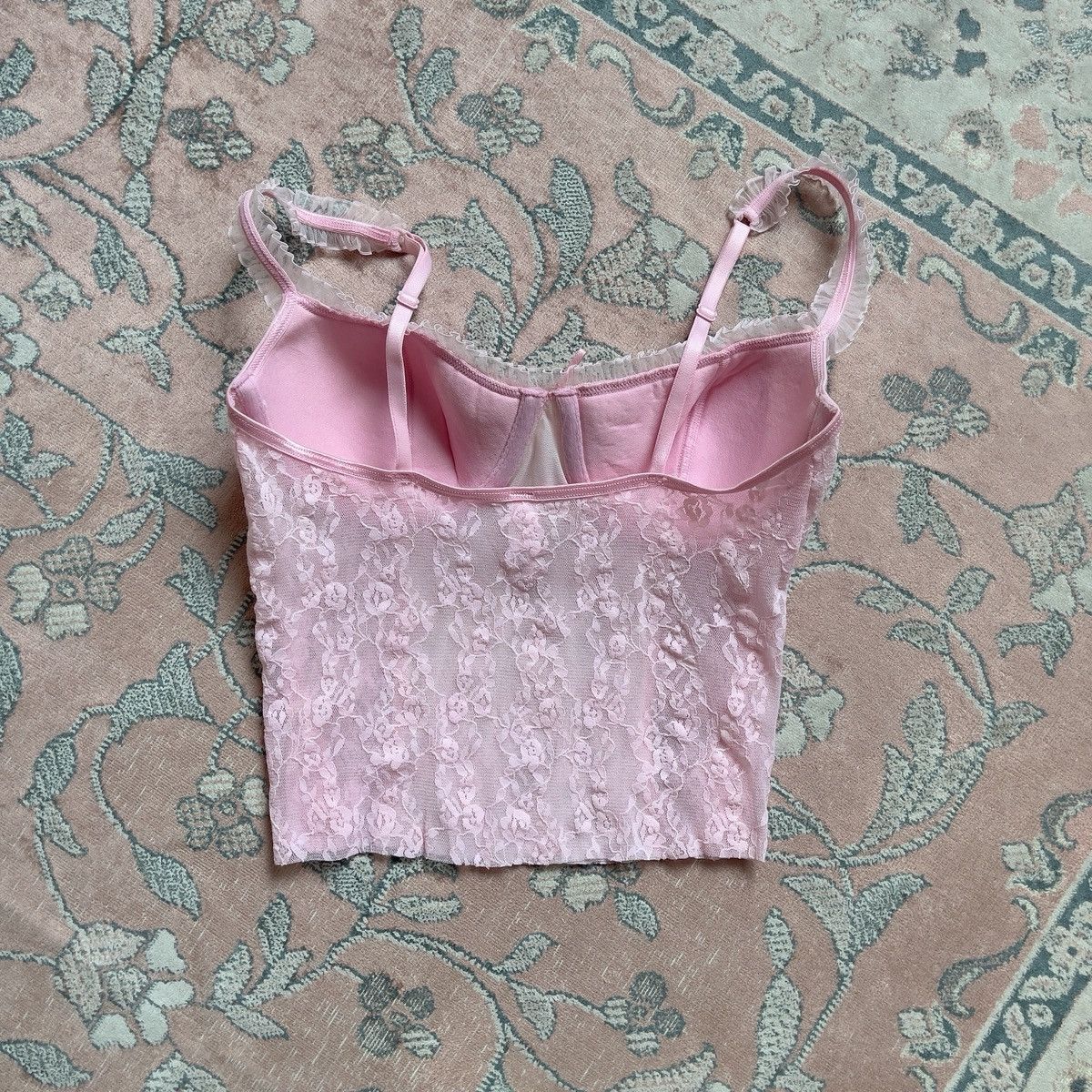 Victoria's Secret Victoria’s Secret Pink Floral Lace Bustier Top (S–M) Size M / US 6-8 / IT 42-44 - 8 Thumbnail