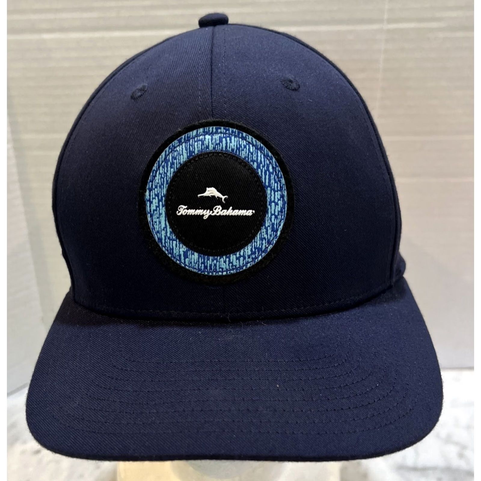 Tommy Bahama Tommy Bahama Hat Men’s Navy Blue Snapback Round Logo Polyester Spandex Mens One Size Adjustable Beach Caps Size ONE SIZE - 2 Thumbnail