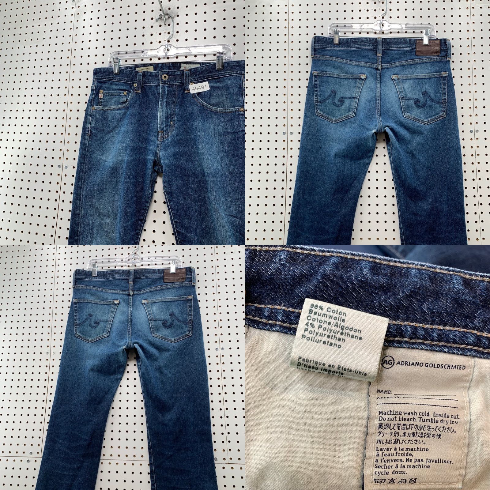 Denime AG Adriano Goldschmied Jeans The Everett 34X34 Blue Denim Slim Straight 5-Pocket Style Men’s Size US 34 / EU 50 - 8 Thumbnail