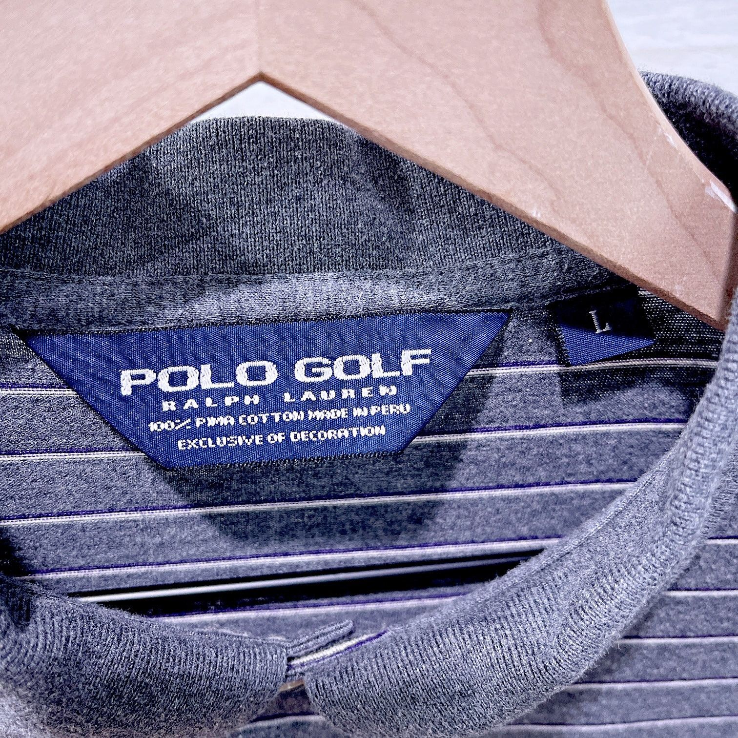 Polo Ralph Lauren × RLX Ralph Lauren × Vintage POLO GOLF Ralph Lauren Pima Cotton Polo Gray Stripe Mens L Size US L / EU 52-54 / 3 - 5 Thumbnail