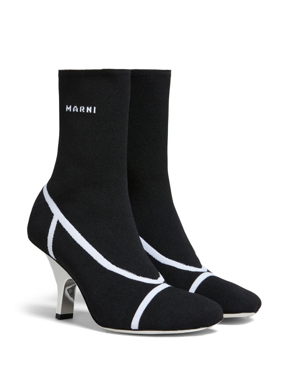 Marni o1w1db10125 Logo Intarsia-Knit Ankle Boots in Black Size US 6 / IT 36 - 2 Thumbnail