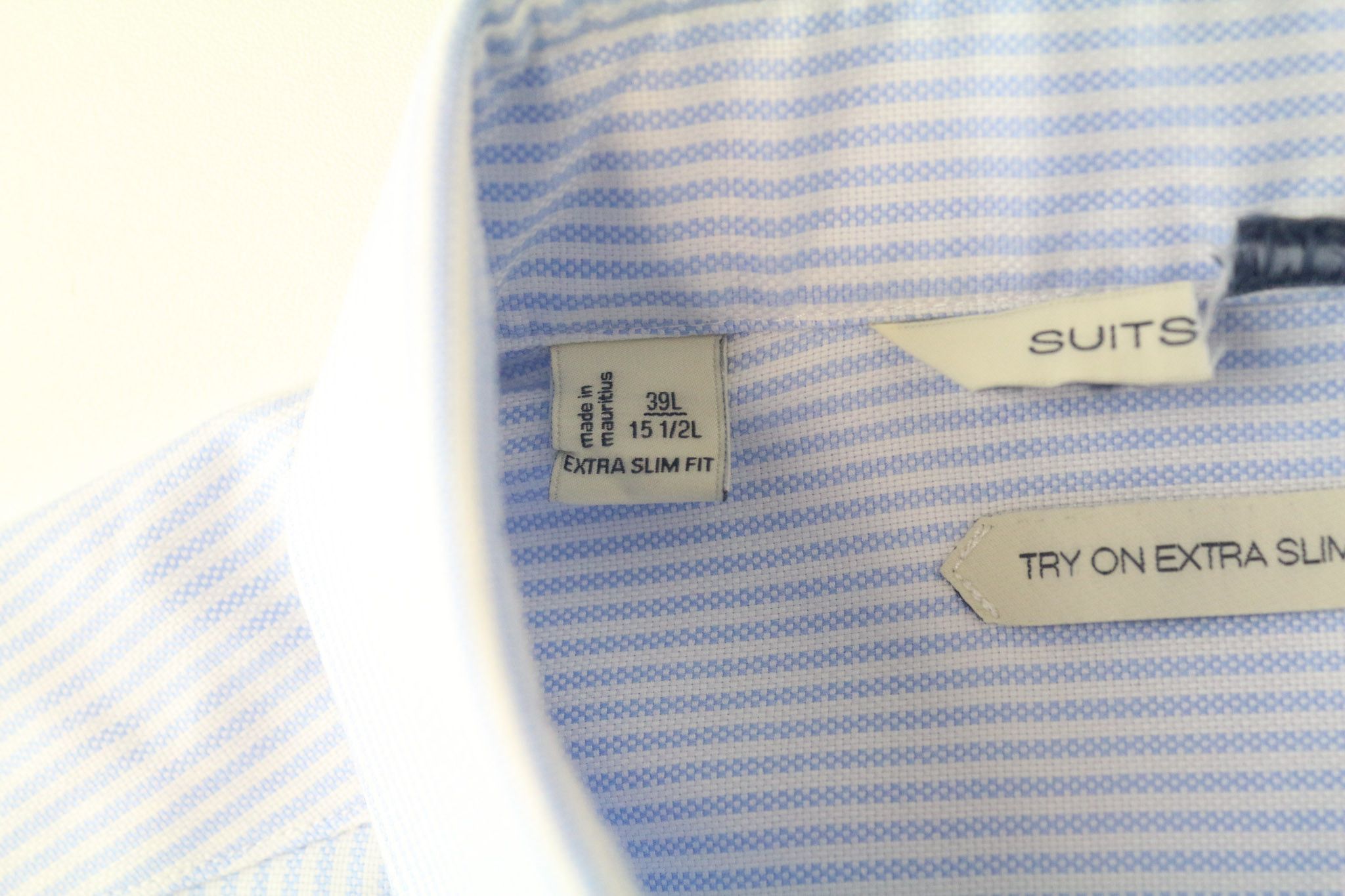 Suitsupply 39L/15 1/2L Extra Slim Blue Cotton Striped Shirt 76557 Size 40L - 5 Thumbnail