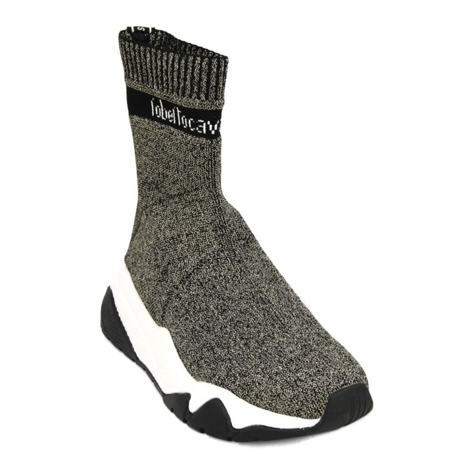 Cavalli Class × Just Cavalli × Roberto Cavalli ROBERTO CAVALLI Knit Sock Sneakers Gold High-Top 7 P$600 NIB Size US 7 / IT 37 - 4 Thumbnail