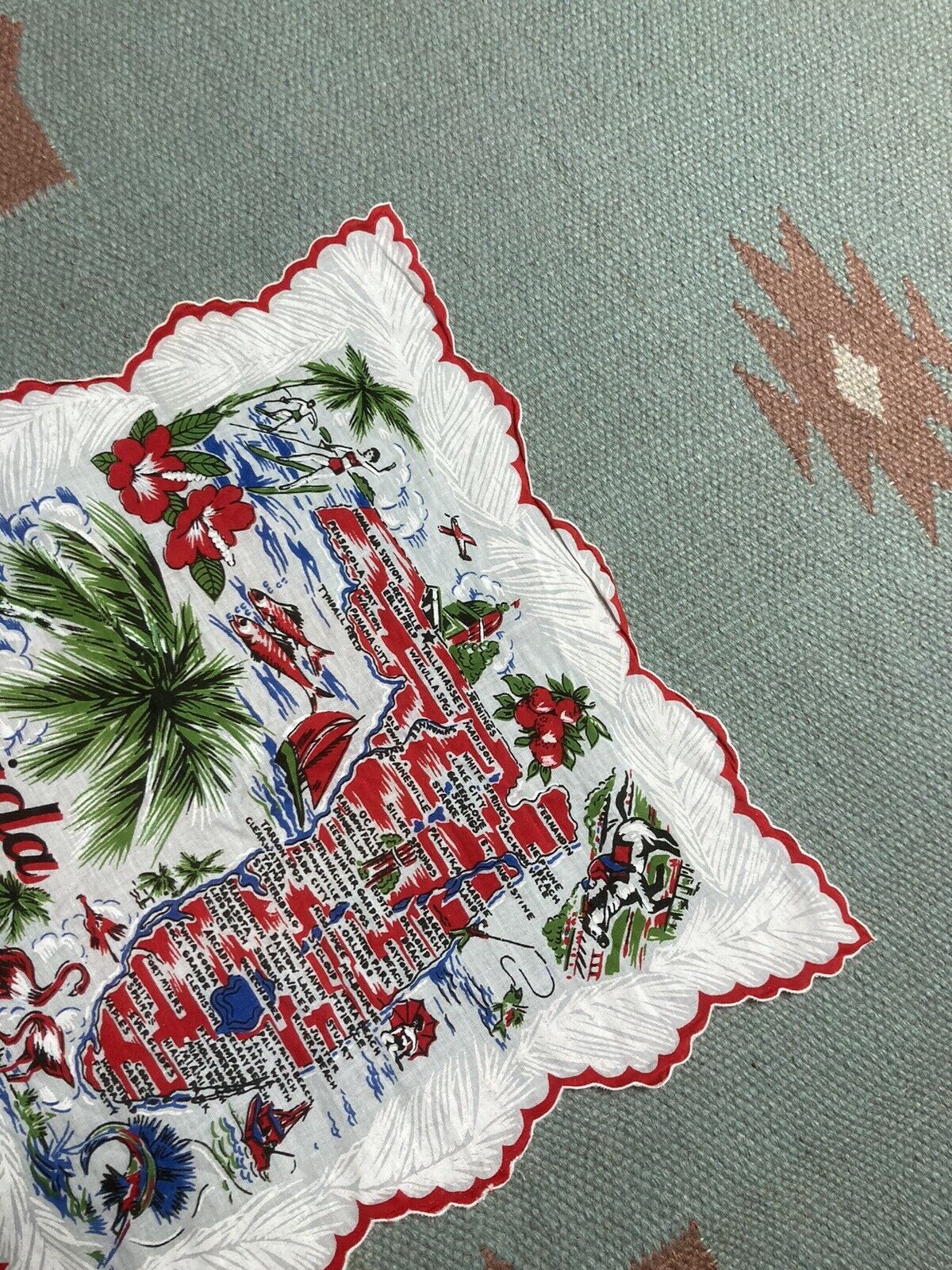 Vintage 1950s Florida souvenir hanky handkerchief bandana pre Disney Size ONE SIZE - 4 Thumbnail