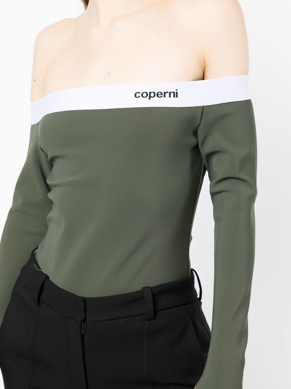 Coperni o1mle0524 Off The Shoulders Jersey Bodysuit in Green Size S / US 4 / IT 40 - 3 Thumbnail
