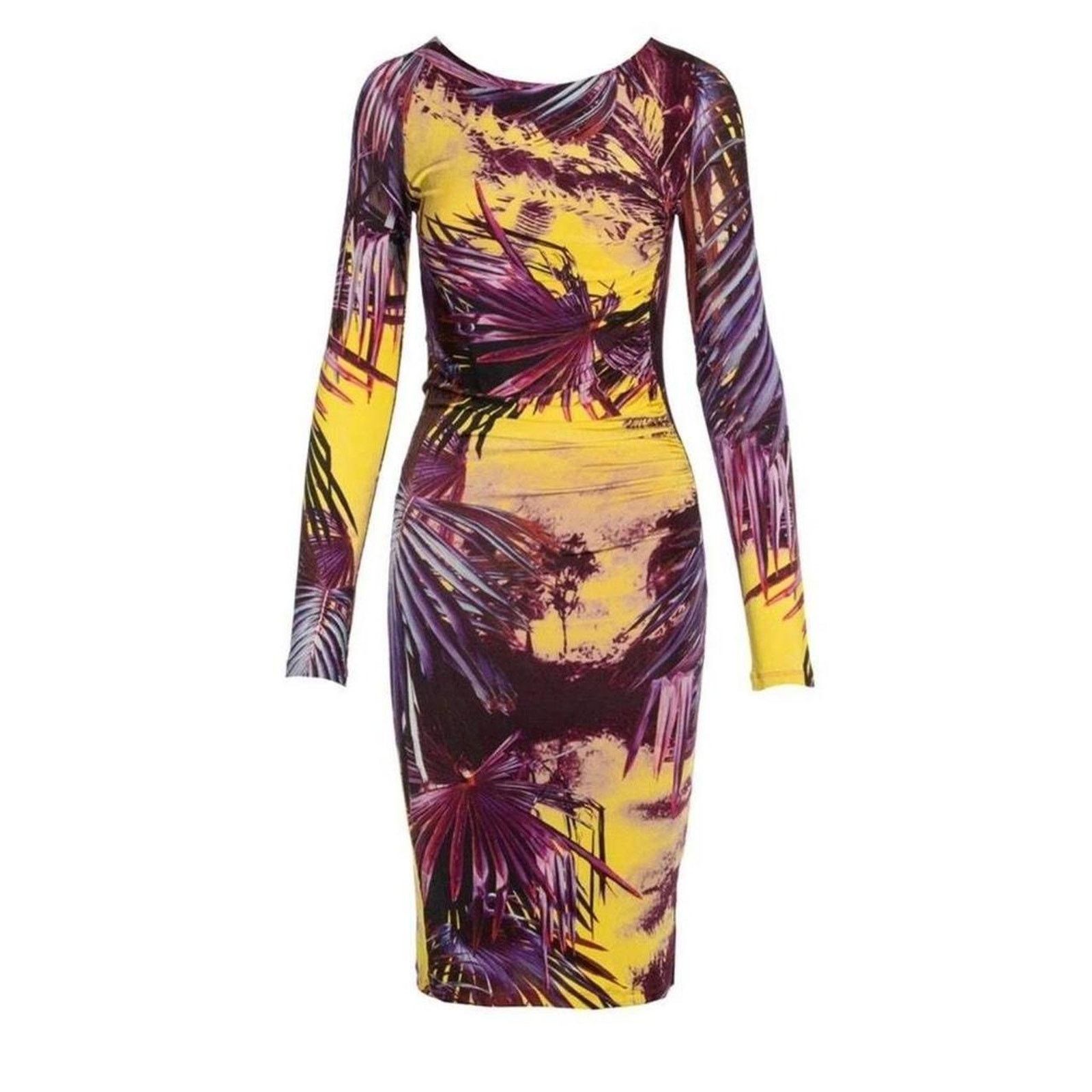 Jean Paul Gaultier Jean Paul Gaultier Soleil Women’s Sheath Dress Purple/Yellow Size S / US 4 / IT 40 - 1 Thumbnail