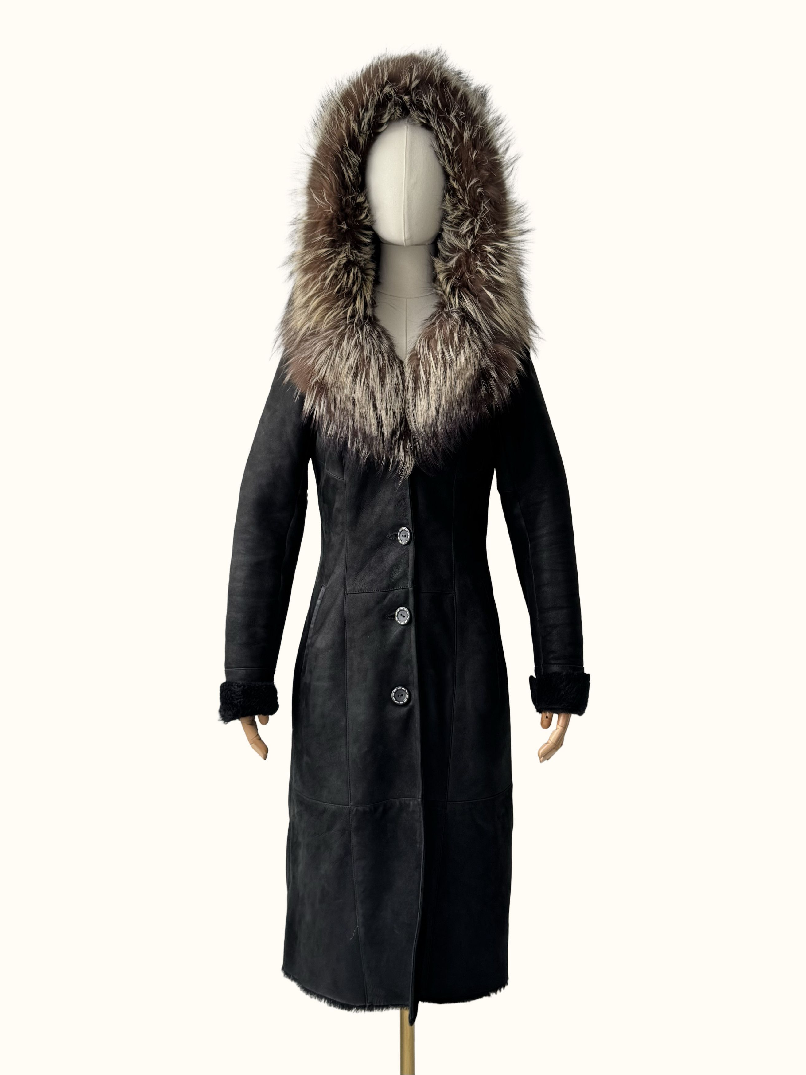 Vintage Vintage Real Lambskin Hooded Coat(B409)E2D15 Size S / US 4 / IT 40 - 2 Thumbnail