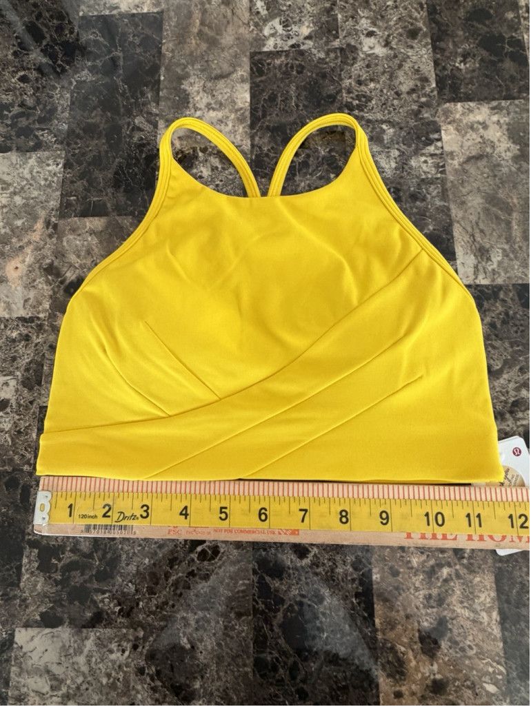 Lululemon LULULEMON FLOW Y WRAP FRONT HIGH NECK BRA MAIZE YELLOW Sz 4 Size ONE SIZE - 4 Thumbnail