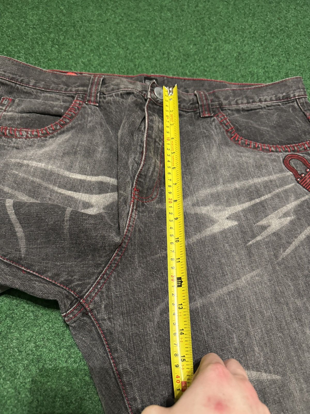 Vintage Miskeen Streetwear Wide Leg Y2K Denim Pants 42x32 Black Size US 42 / EU 58 - 11 Thumbnail