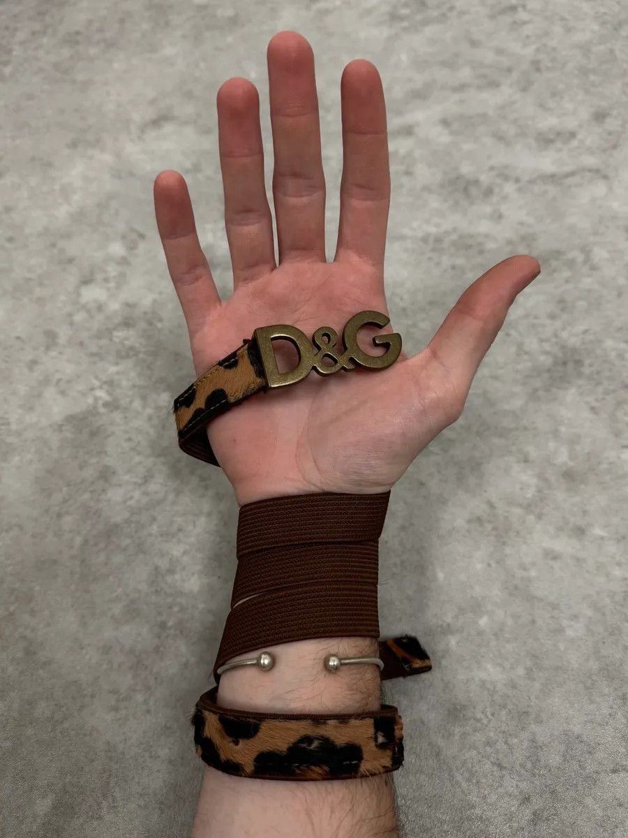 Dolce & Gabbana 2000s Dolce & Gabbana Brown Fur Effect Leopard Leather Belt Size ONE SIZE - 1 Thumbnail