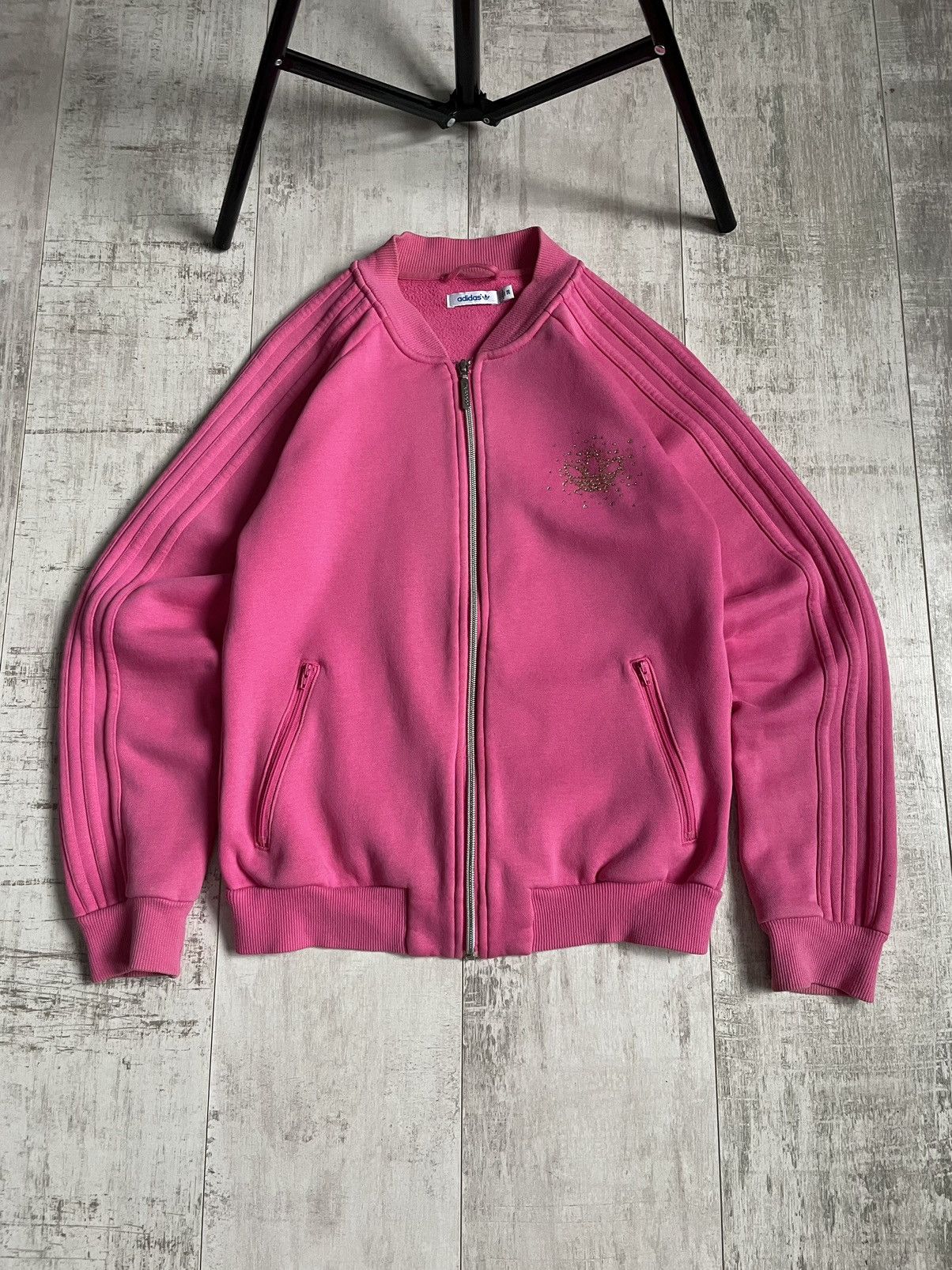 Adidas Vintage Y2K Adidas 00’s Pink Track Jacket SWAG Big Logo RARE Size US M / EU 48-50 / 2 - 2 Thumbnail