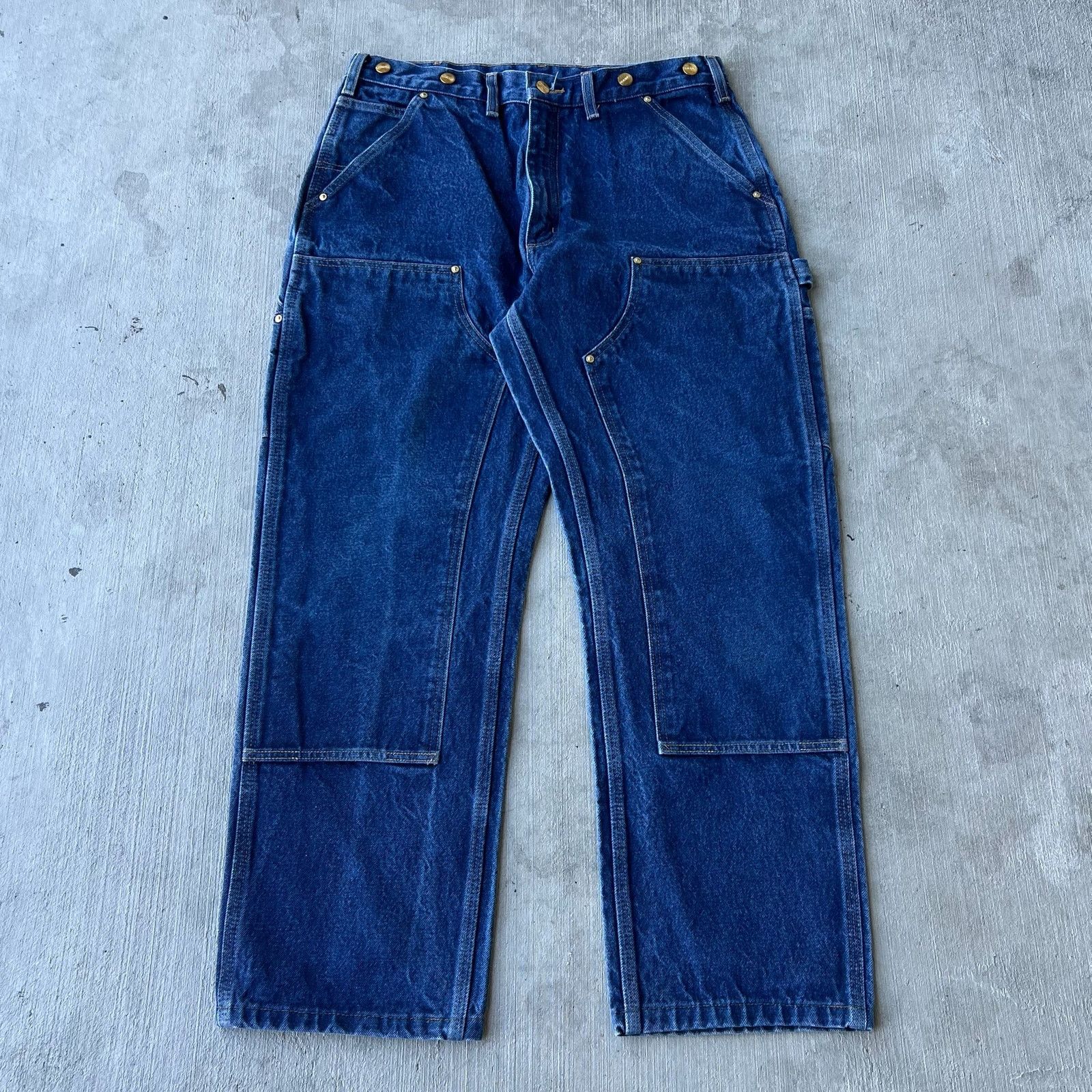 Carhartt × Vintage Carhartt denim blue jean double knee work carpenter pants Size US 33 - 1 Thumbnail