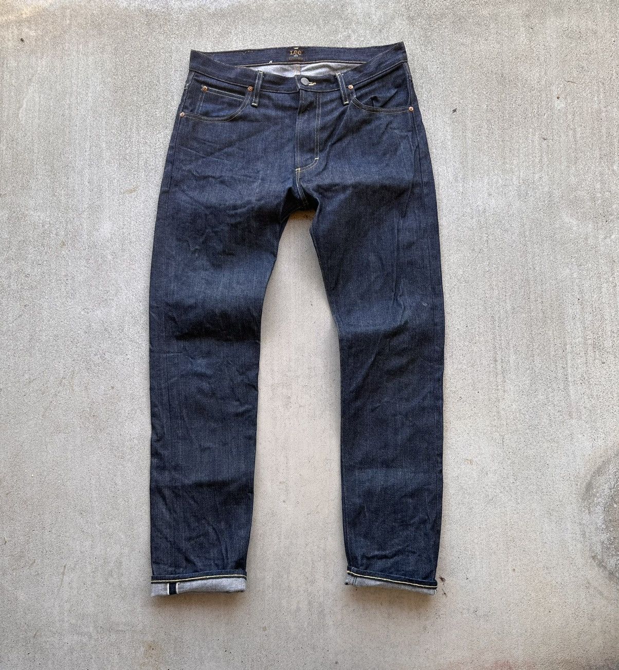 Image of Lee 101 Riders Selvedge Jeans Men Size 34 Raw Denim Straight in Blue