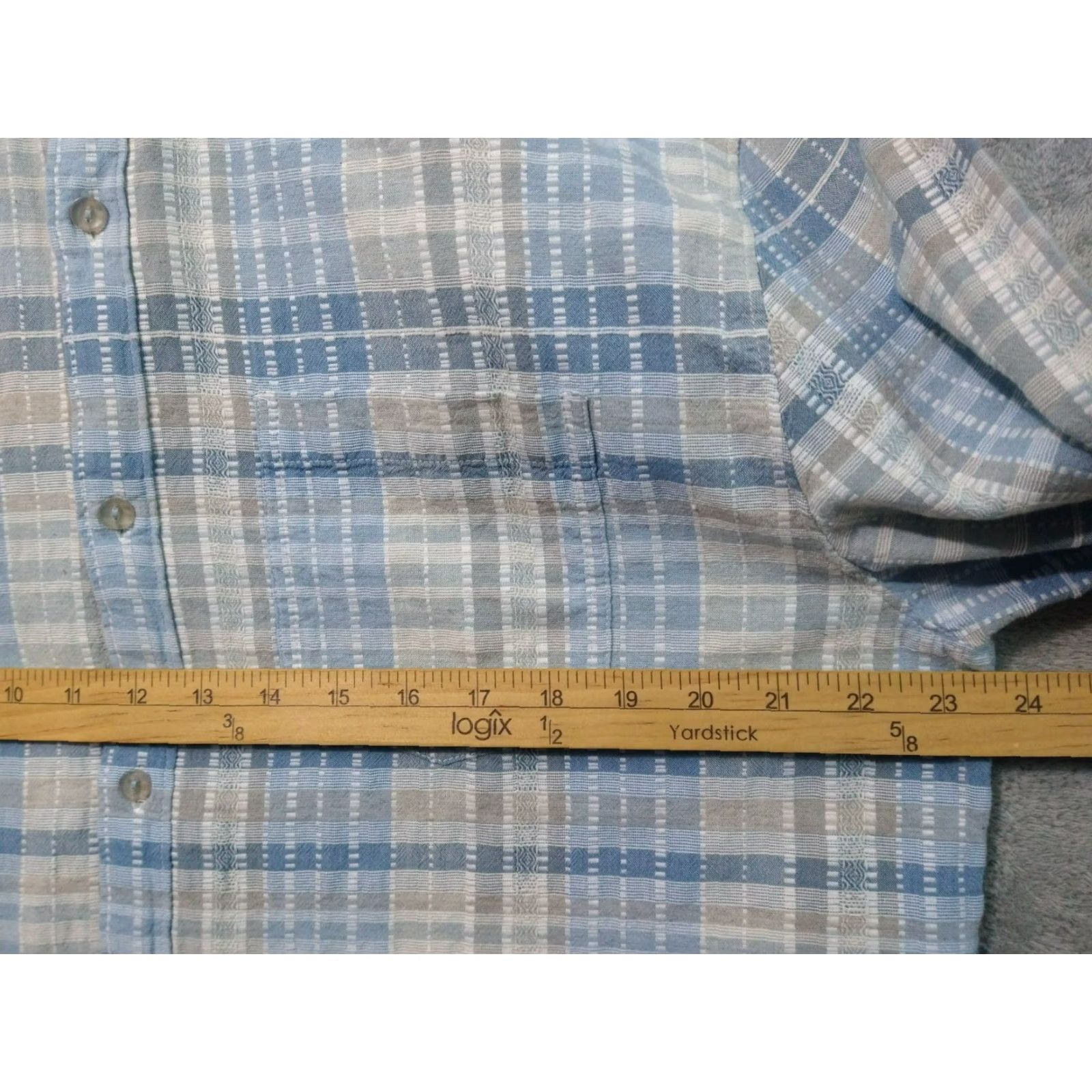 Carbon2Cobalt VINTAGE Carbon 2 Cobalt Shirt Mens MT Blue Plaid Button-Up Long Sleeve 46 in Chest Pockets 100% Cotton Big & Tall Mens Regular Fit Size US M / EU 48-50 / 2 - 5 Thumbnail