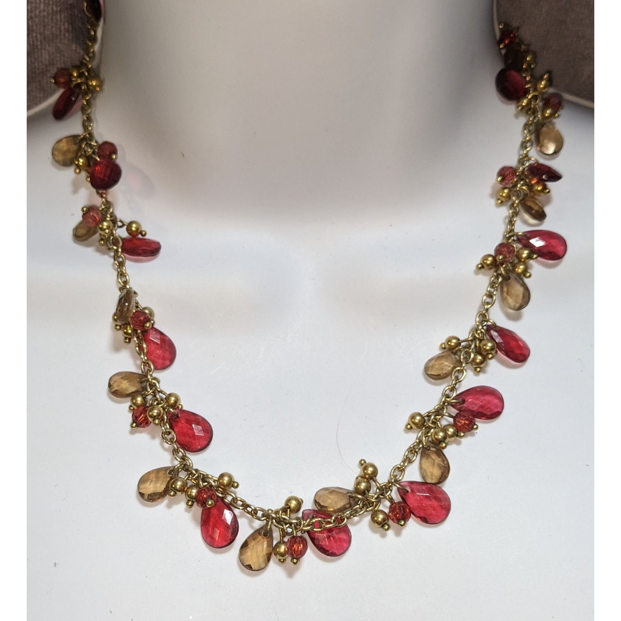 Chaps Chaps Red And Gold Gemmed Necklace | Grailed