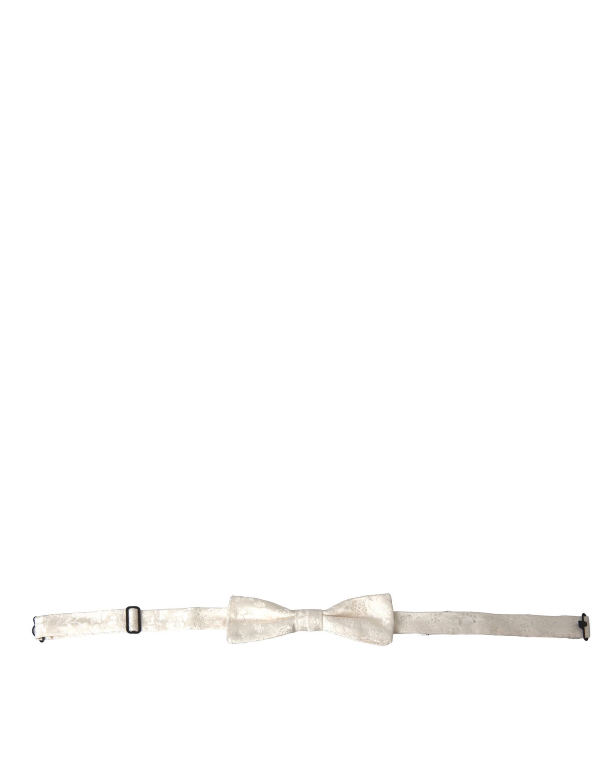 Dolce & Gabbana White Floral Silk Adjustable Neck Bow Men's Tie Size ONE SIZE - 1 Thumbnail