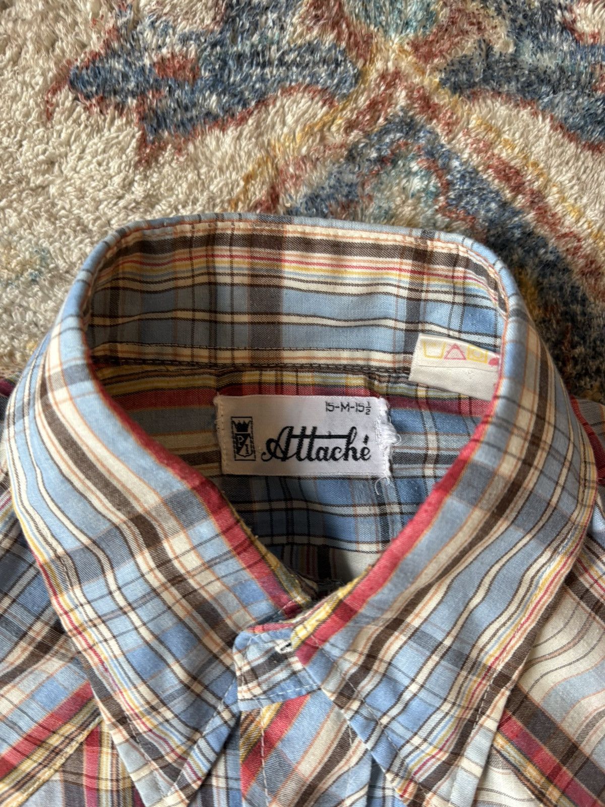 Vintage Vintage 80s Attache Plaid Pearl Snap Shirt Medium Size US M / EU 48-50 / 2 - 3 Thumbnail