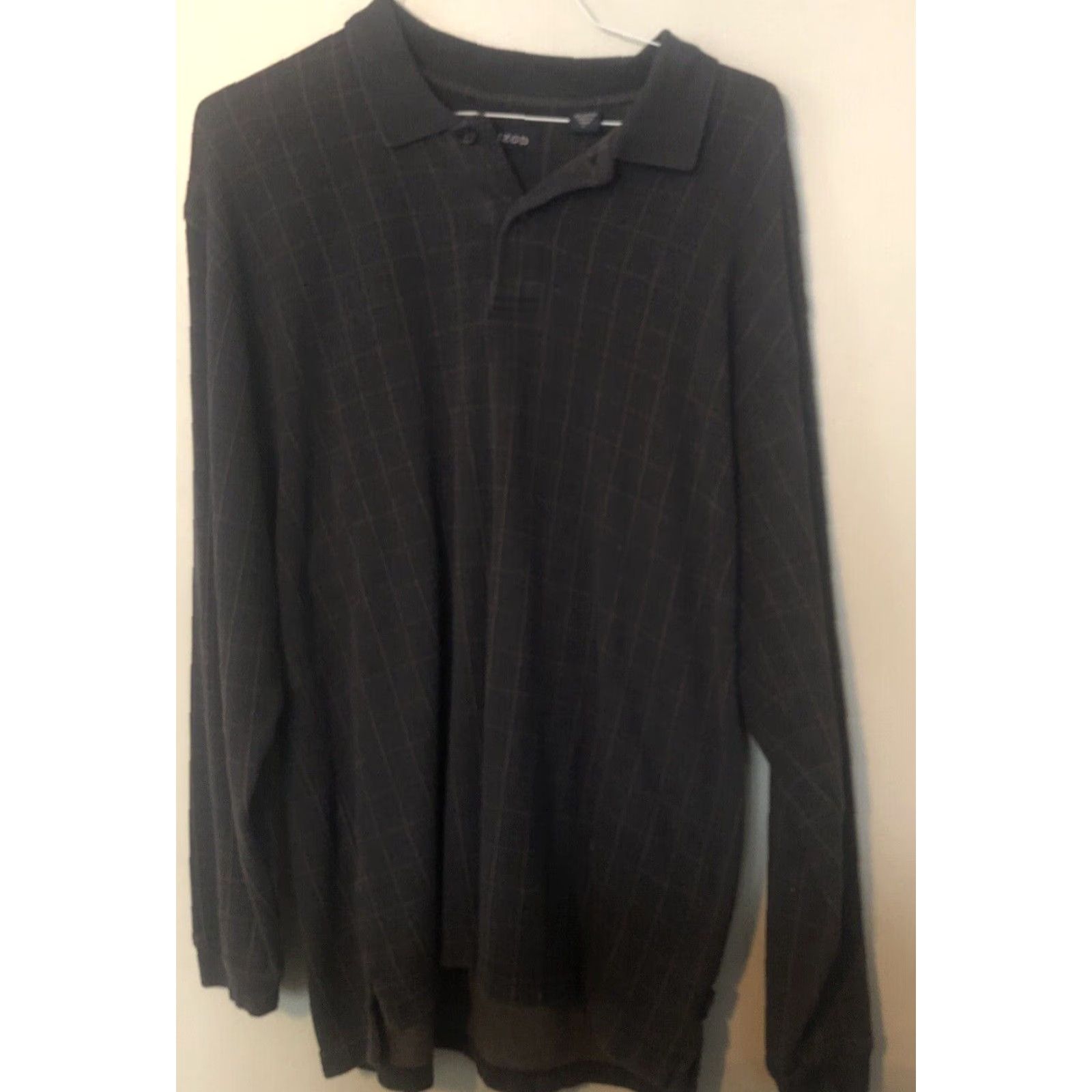 Izod IZOD Men’s Polo Shirt Long Sleeve Plaid Cotton L Multicolor Gray Button-Up Collared Knit Regular Size Large Mens Size US L / EU 52-54 / 3 - 2 Thumbnail