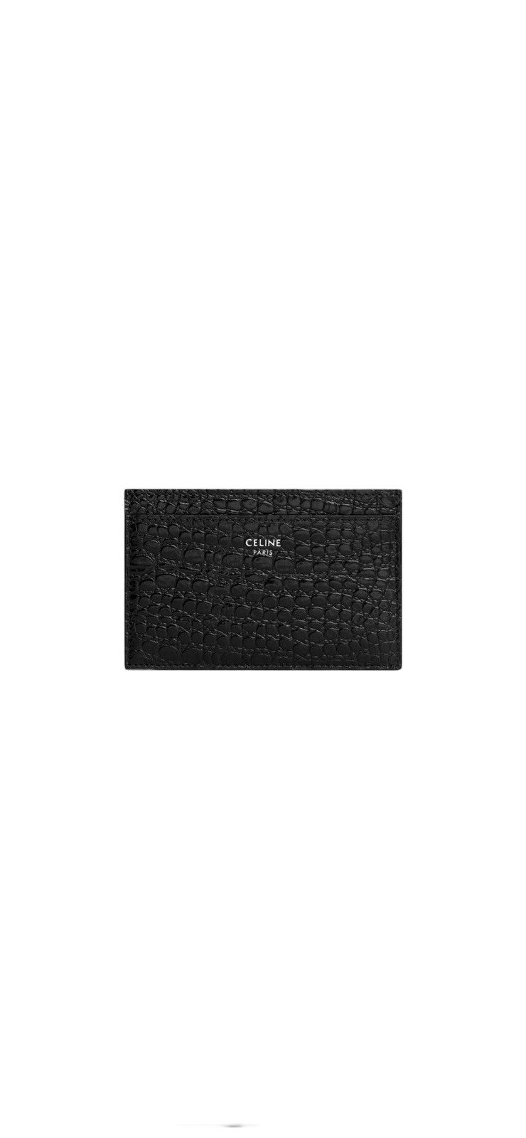 image of Celine Card Holder In Crocodile Embossed Calfskin in Black, Men's