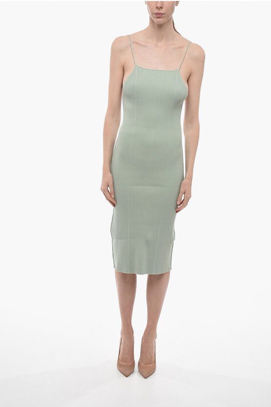 image of Aeron Ribbed Bodycon Zero 104 Longuette Dress in Green, Women's (Size Medium)
