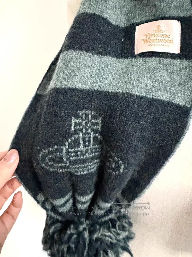 Vivienne Westwood Vivienne Westwood Grey Striped Large Saturn Scarf Size ONE SIZE - 4 Thumbnail